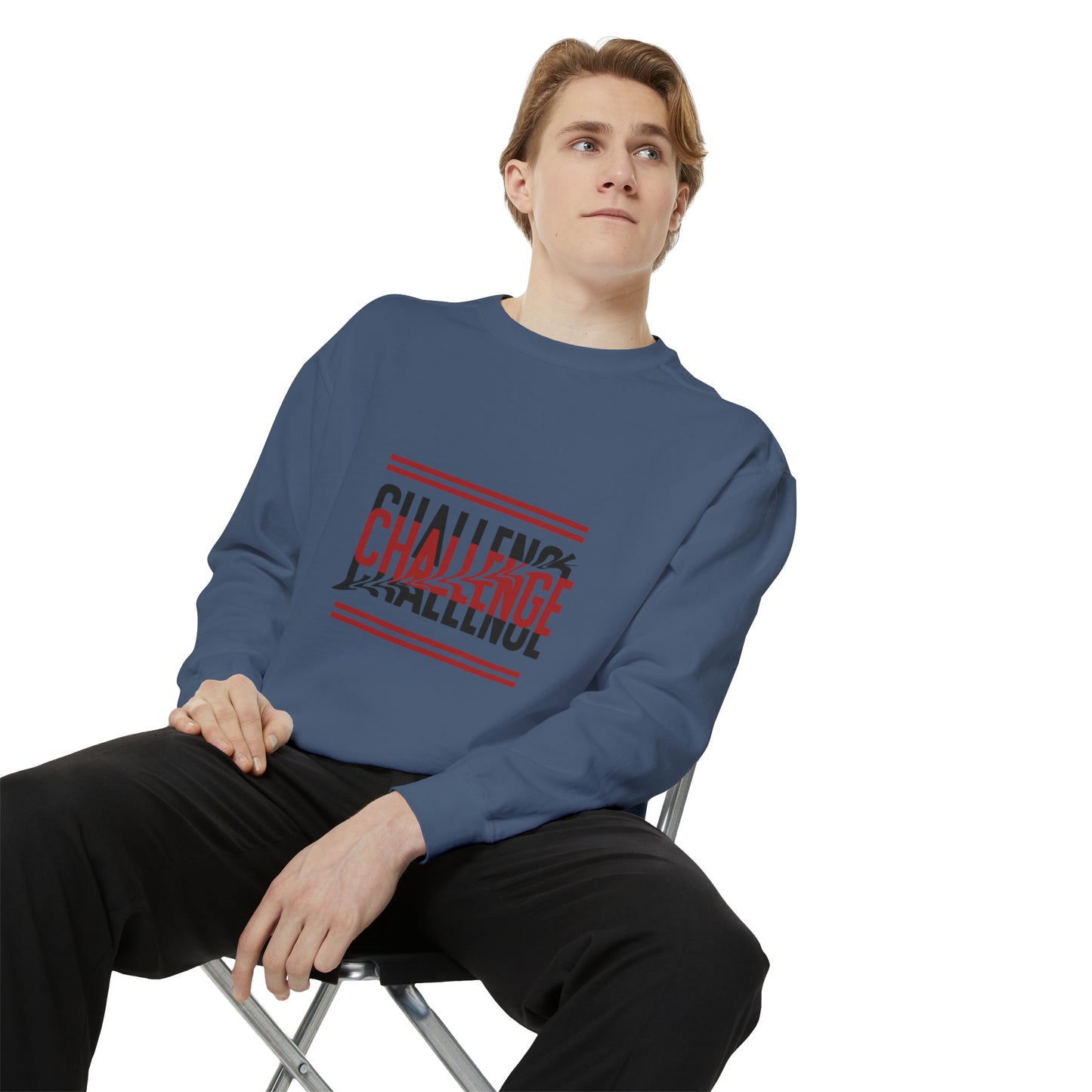 Beautiful Creative Challenge print men and women and Garment-Dyed Sweatshirt