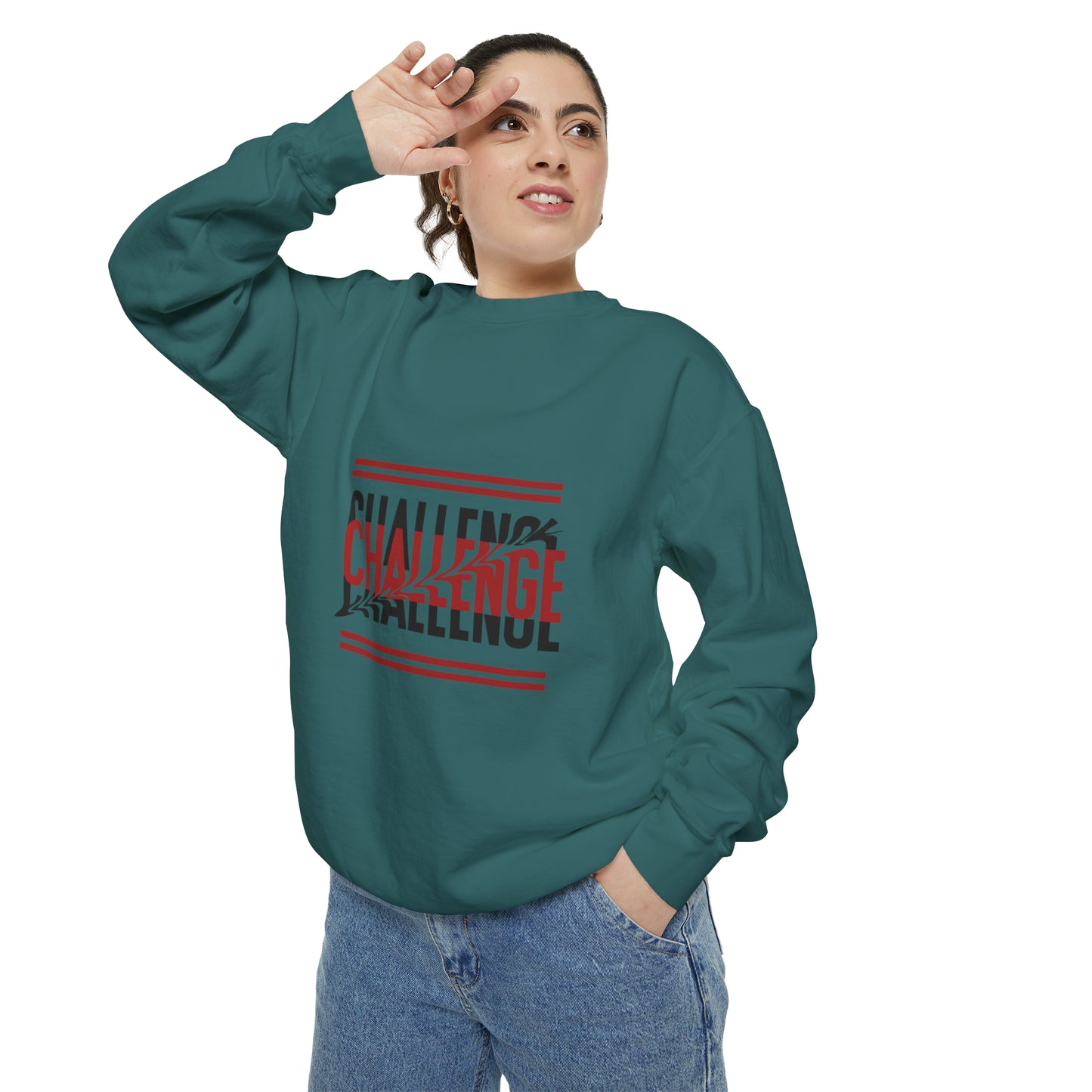 Beautiful Creative Challenge print men and women and Garment-Dyed Sweatshirt