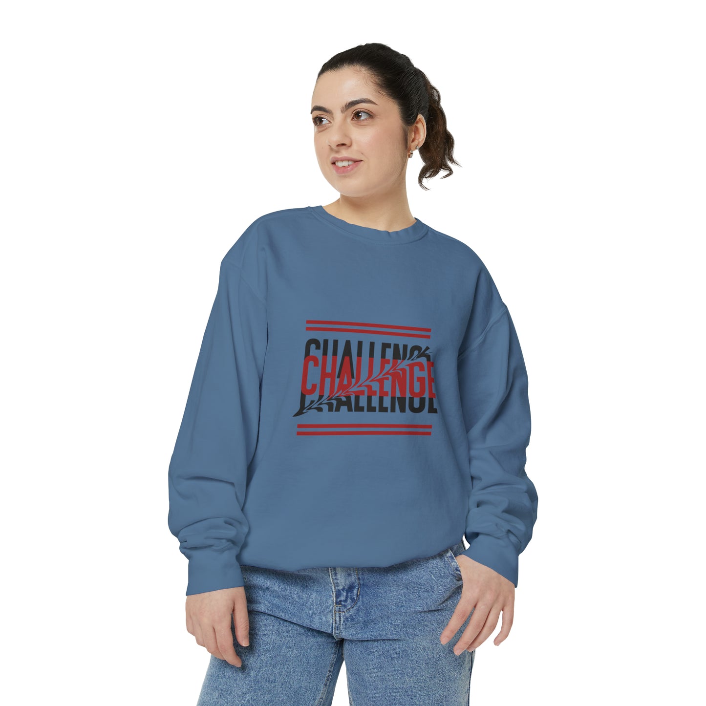 Beautiful Creative Challenge print men and women and Garment-Dyed Sweatshirt
