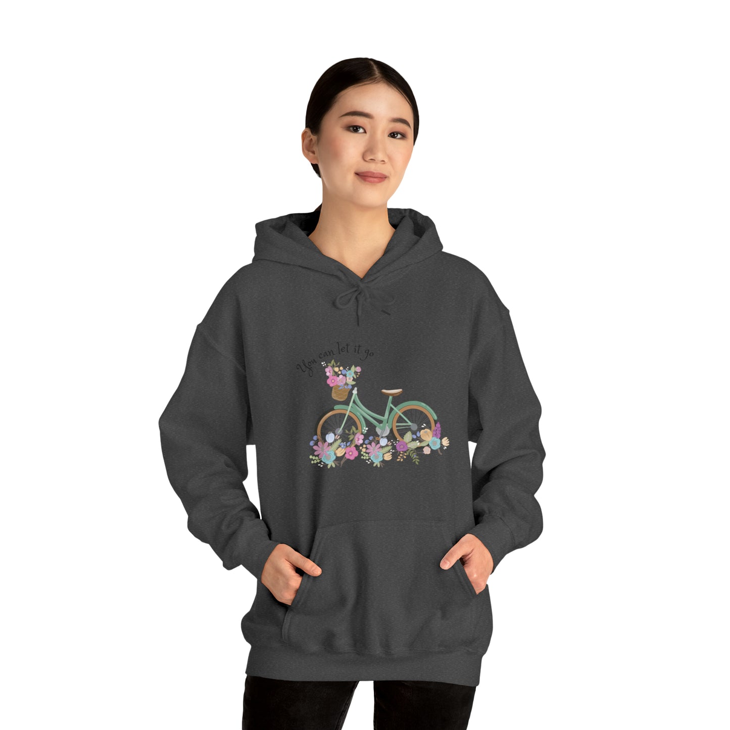 Beautiful and Colourful bicycle with flowers you can let it go Heavy Blend™ Hooded Sweatshirt for women