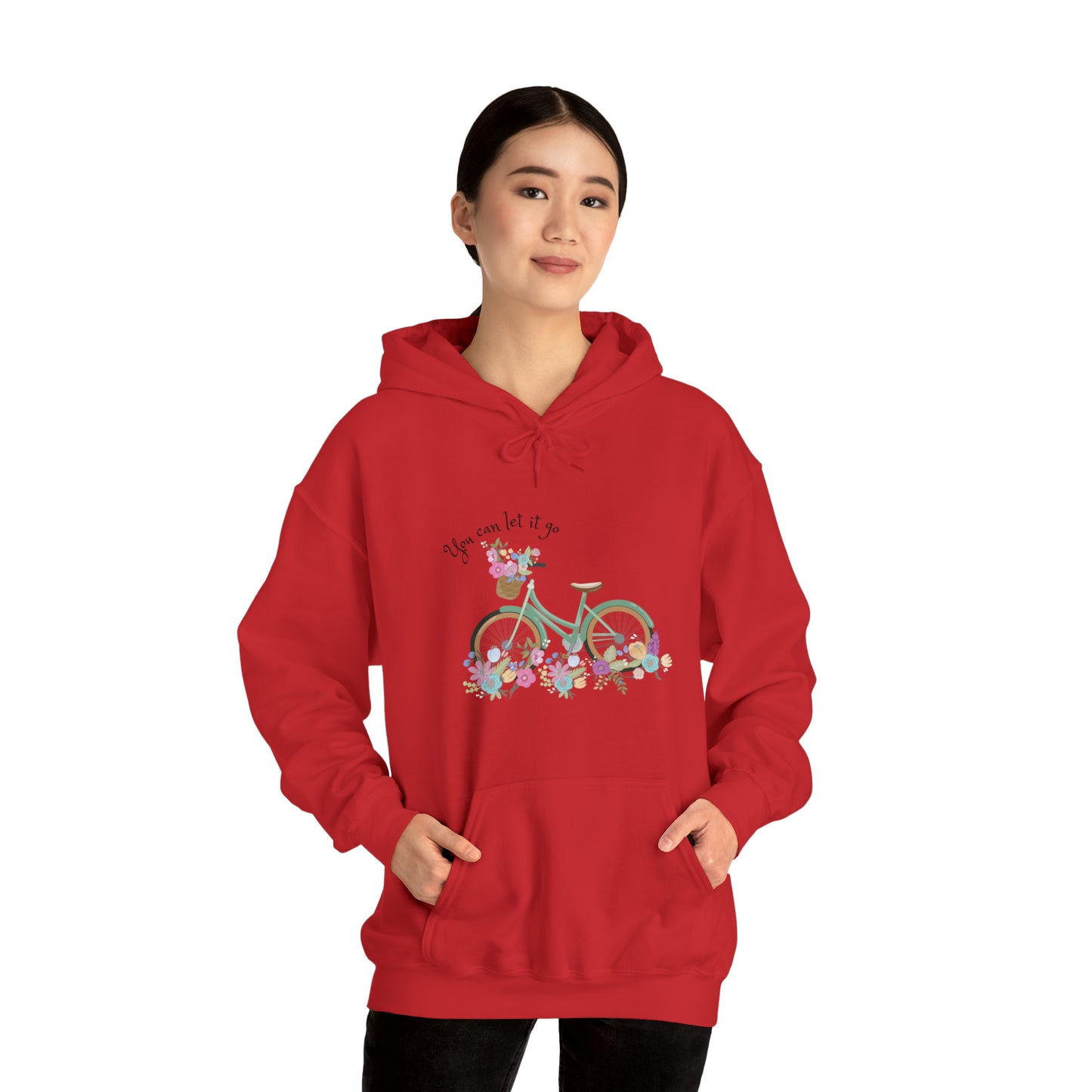 Beautiful and Colourful bicycle with flowers you can let it go Heavy Blend™ Hooded Sweatshirt for women