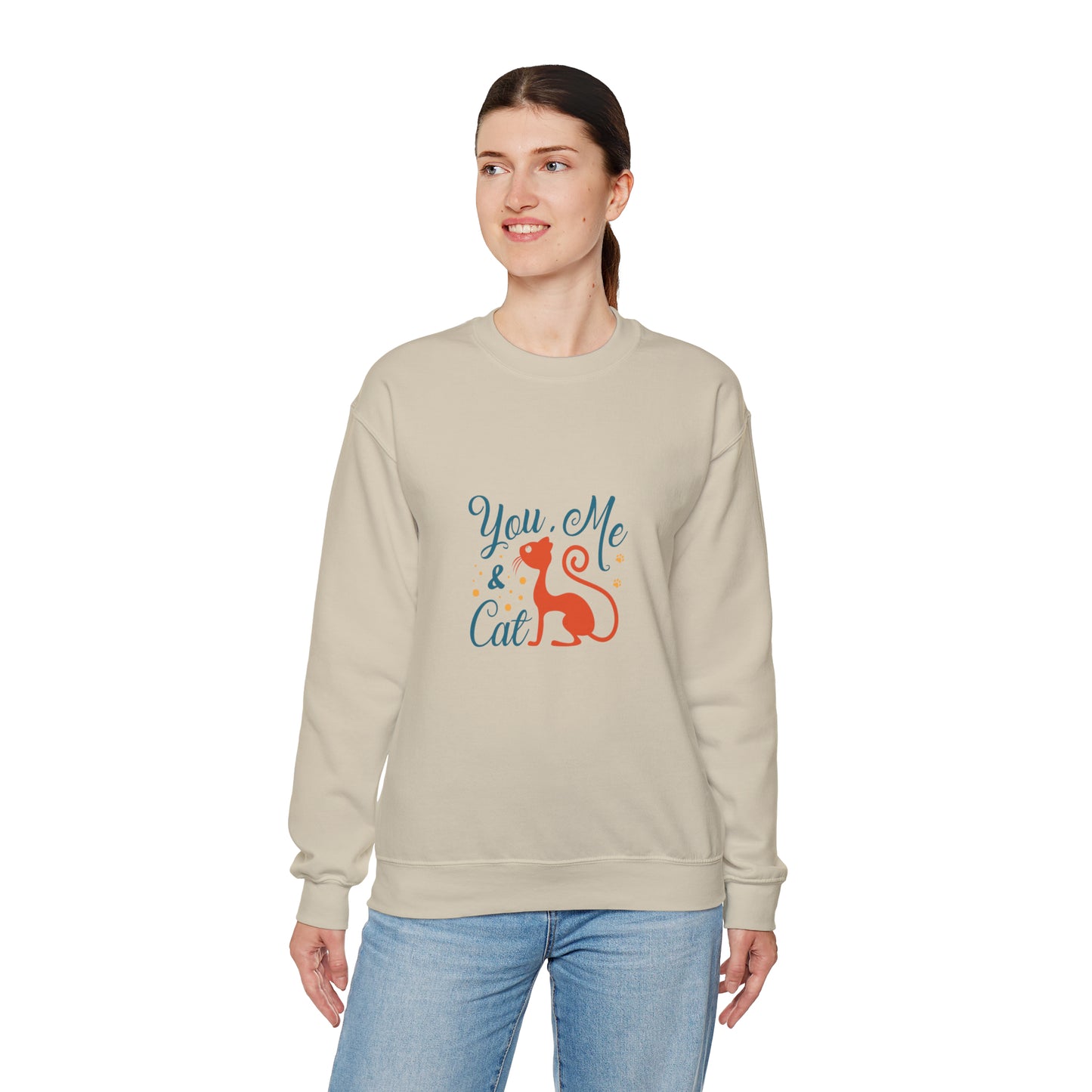 You me and cat Heavy Blend™ Crewneck Sweatshirt for women