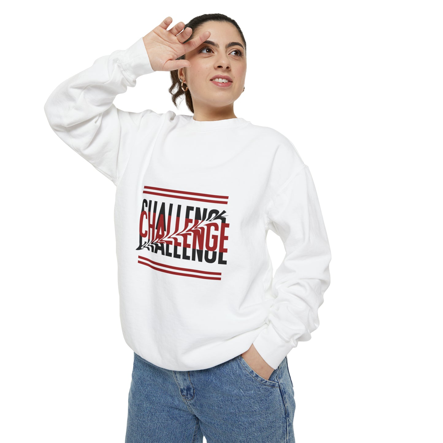 Beautiful Creative Challenge print men and women and Garment-Dyed Sweatshirt