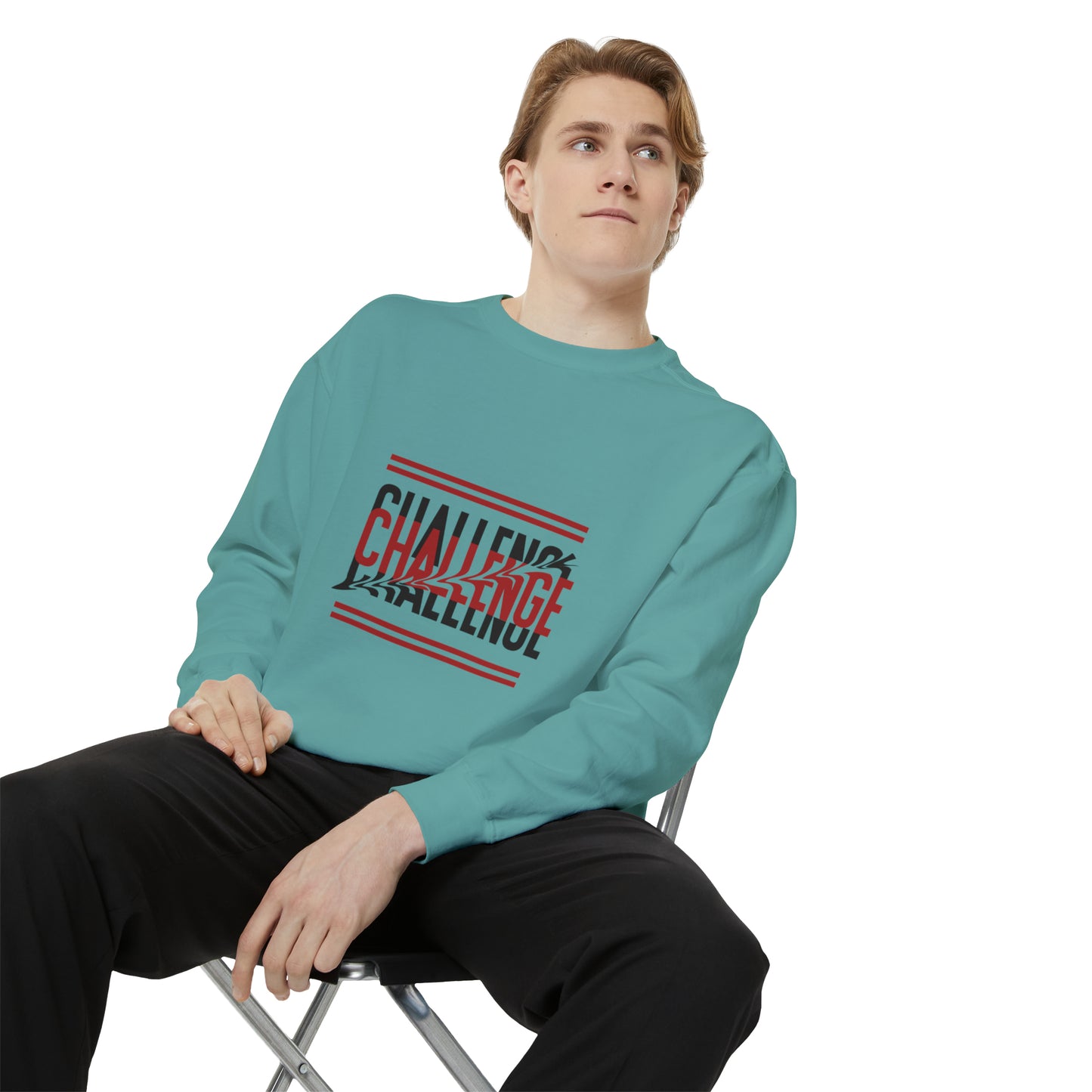 Beautiful Creative Challenge print men and women and Garment-Dyed Sweatshirt