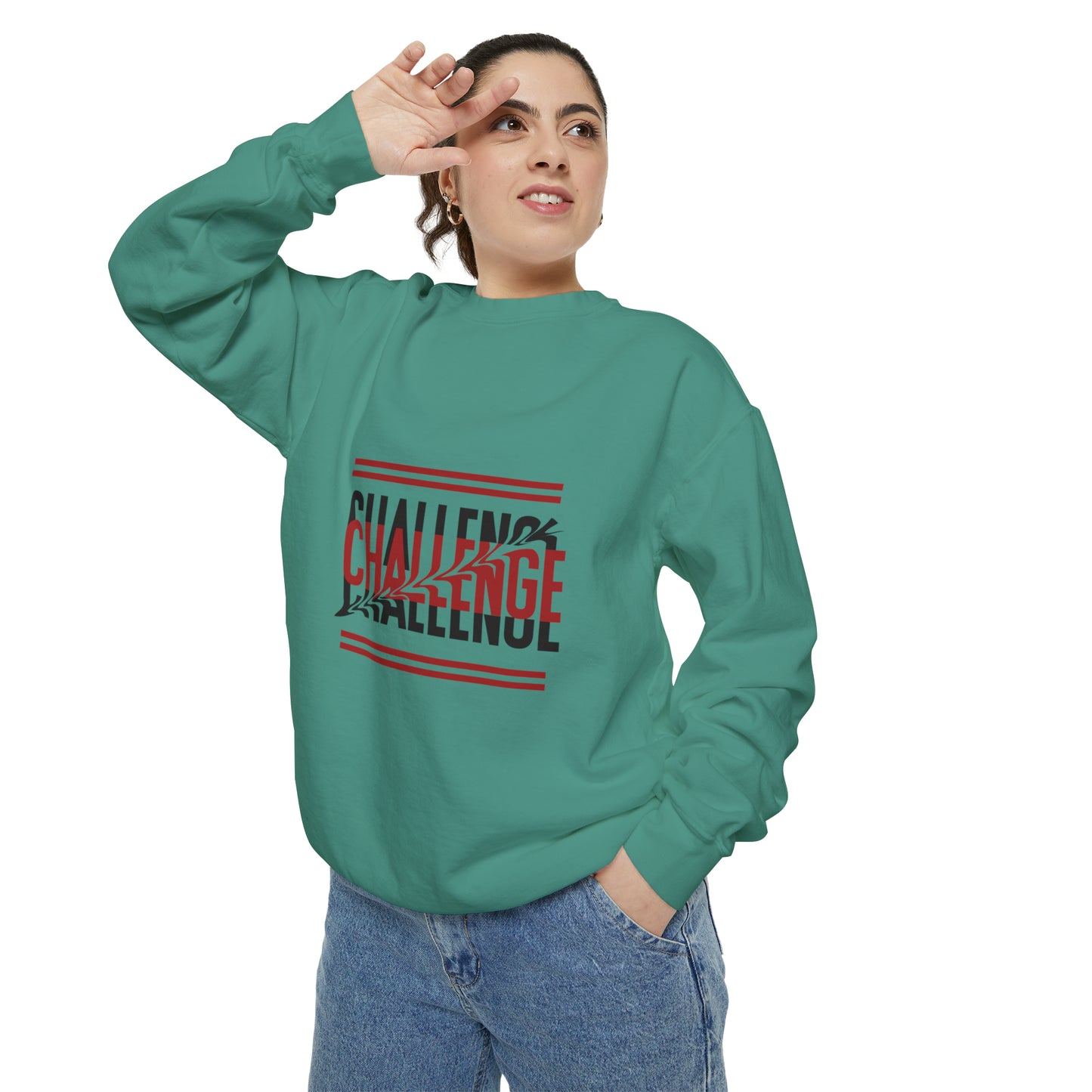 Beautiful Creative Challenge print men and women and Garment-Dyed Sweatshirt