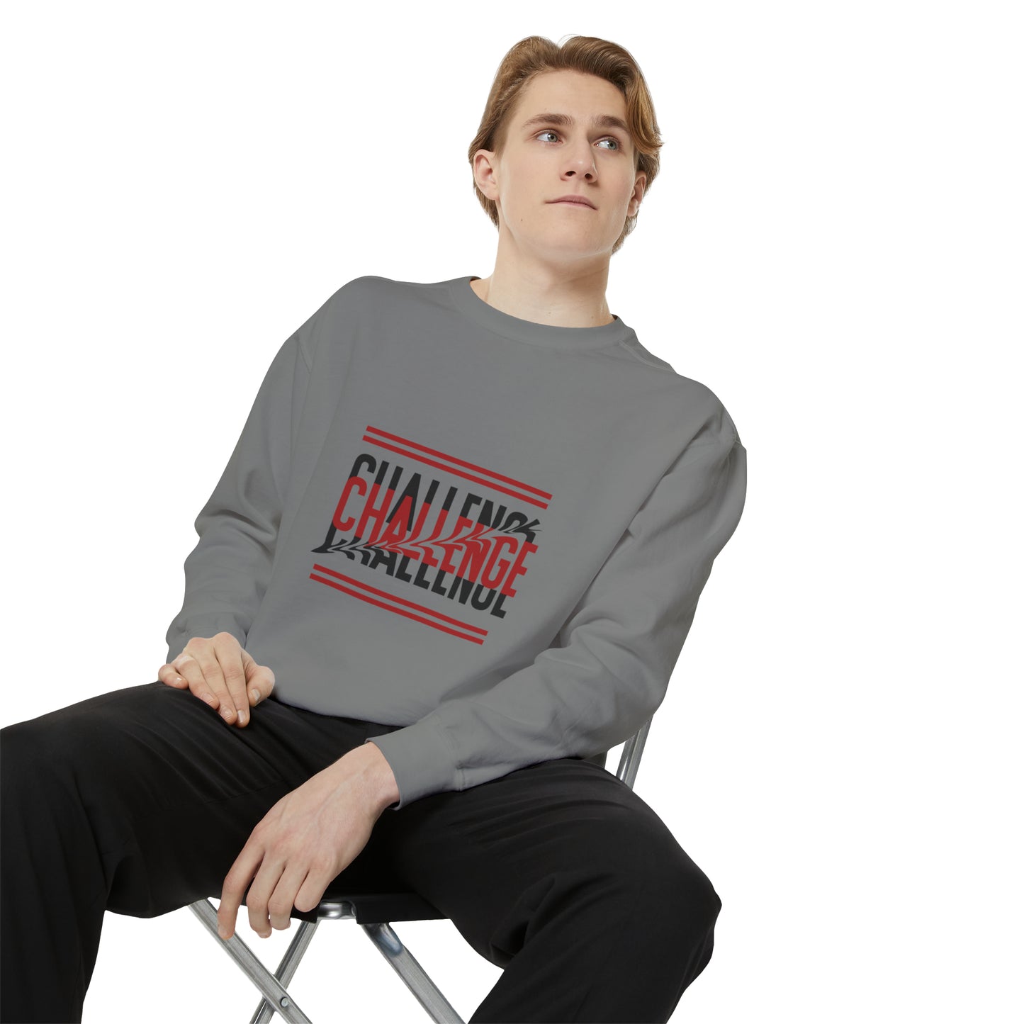Beautiful Creative Challenge print men and women and Garment-Dyed Sweatshirt