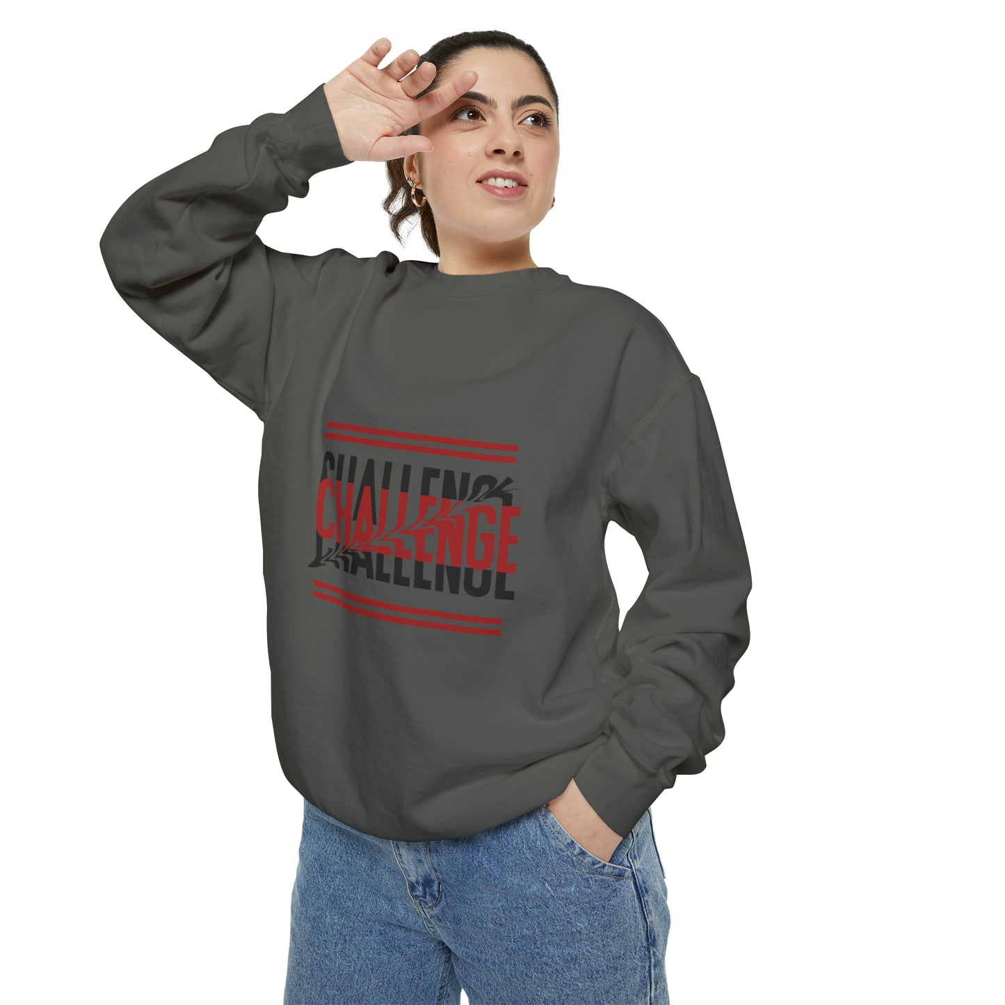 Beautiful Creative Challenge print men and women and Garment-Dyed Sweatshirt