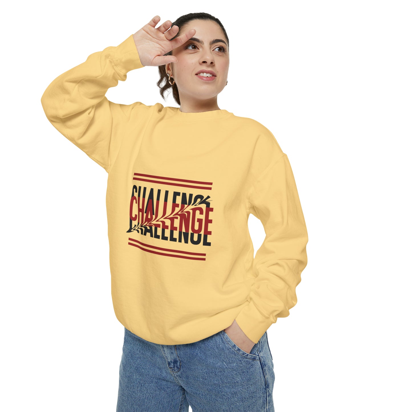 Beautiful Creative Challenge print men and women and Garment-Dyed Sweatshirt