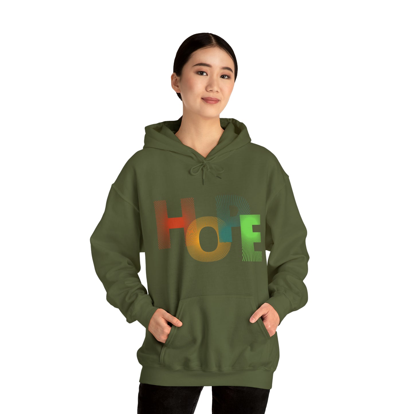 Beautiful and colourful HOPE Heavy Blend™ Hooded Sweatshirt for men and women