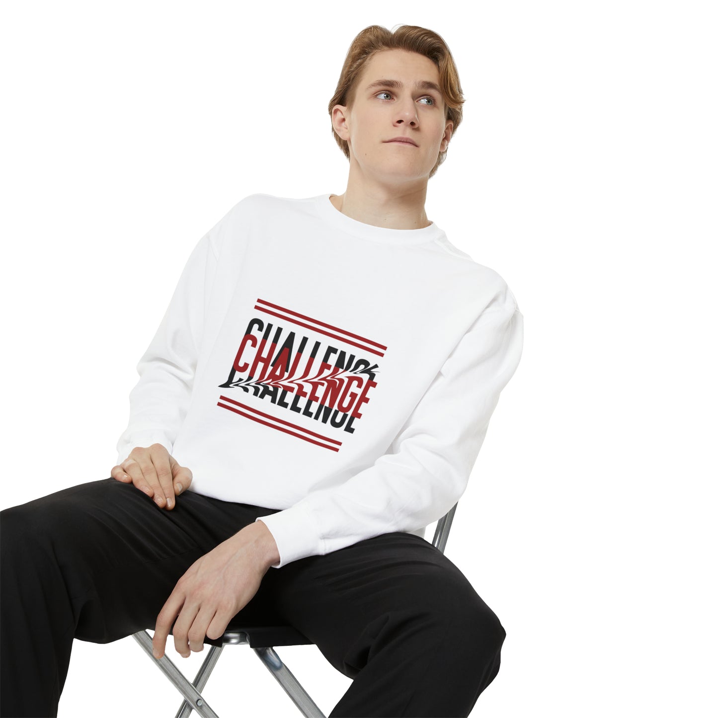 Beautiful Creative Challenge print men and women and Garment-Dyed Sweatshirt