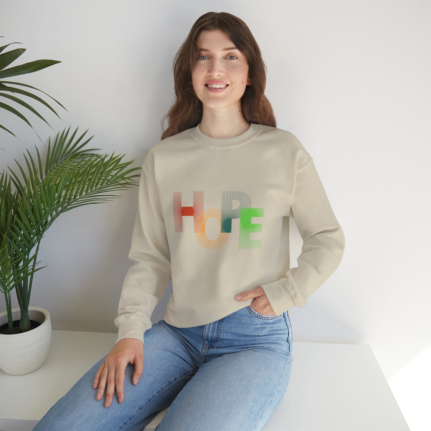 Beautiful and Colourful HOPE Heavy Blend™ Crewneck Sweatshirt for men and women