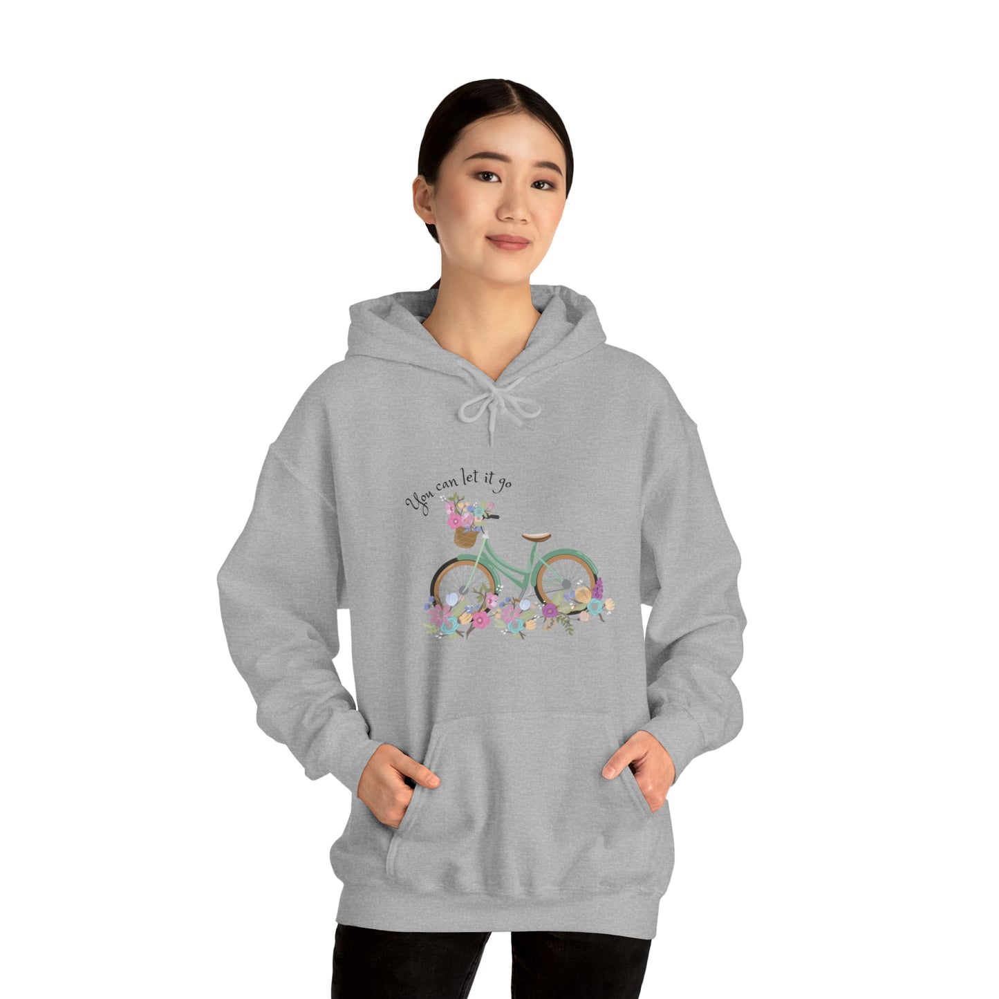 Beautiful and Colourful bicycle with flowers you can let it go  Heavy Blend™ Hooded Sweatshirt for women