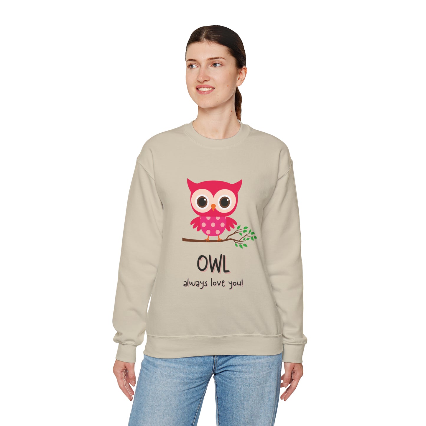 Cute owl always love you Heavy Blend™ Crewneck Sweatshirt for men and women