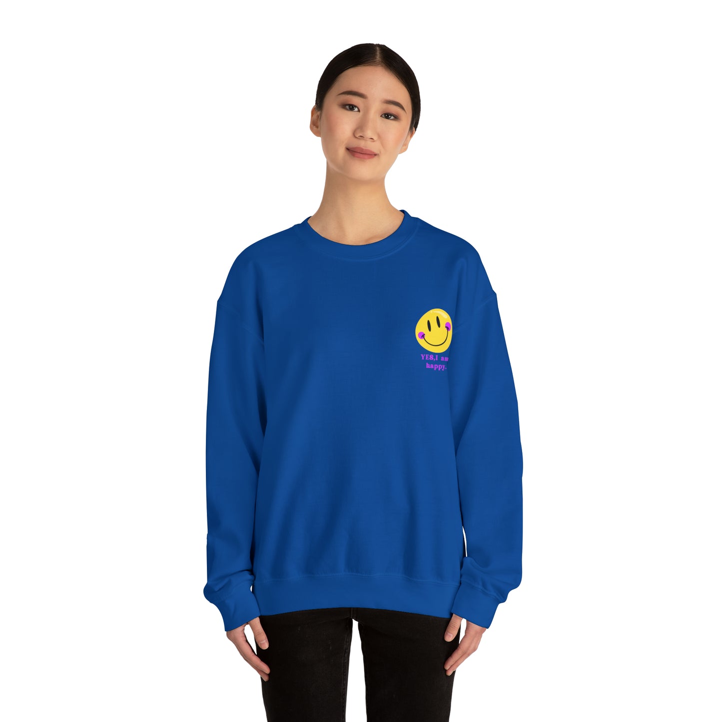 Yes, i am happy Heavy Blend™ Crewneck Sweatshirt for men and women