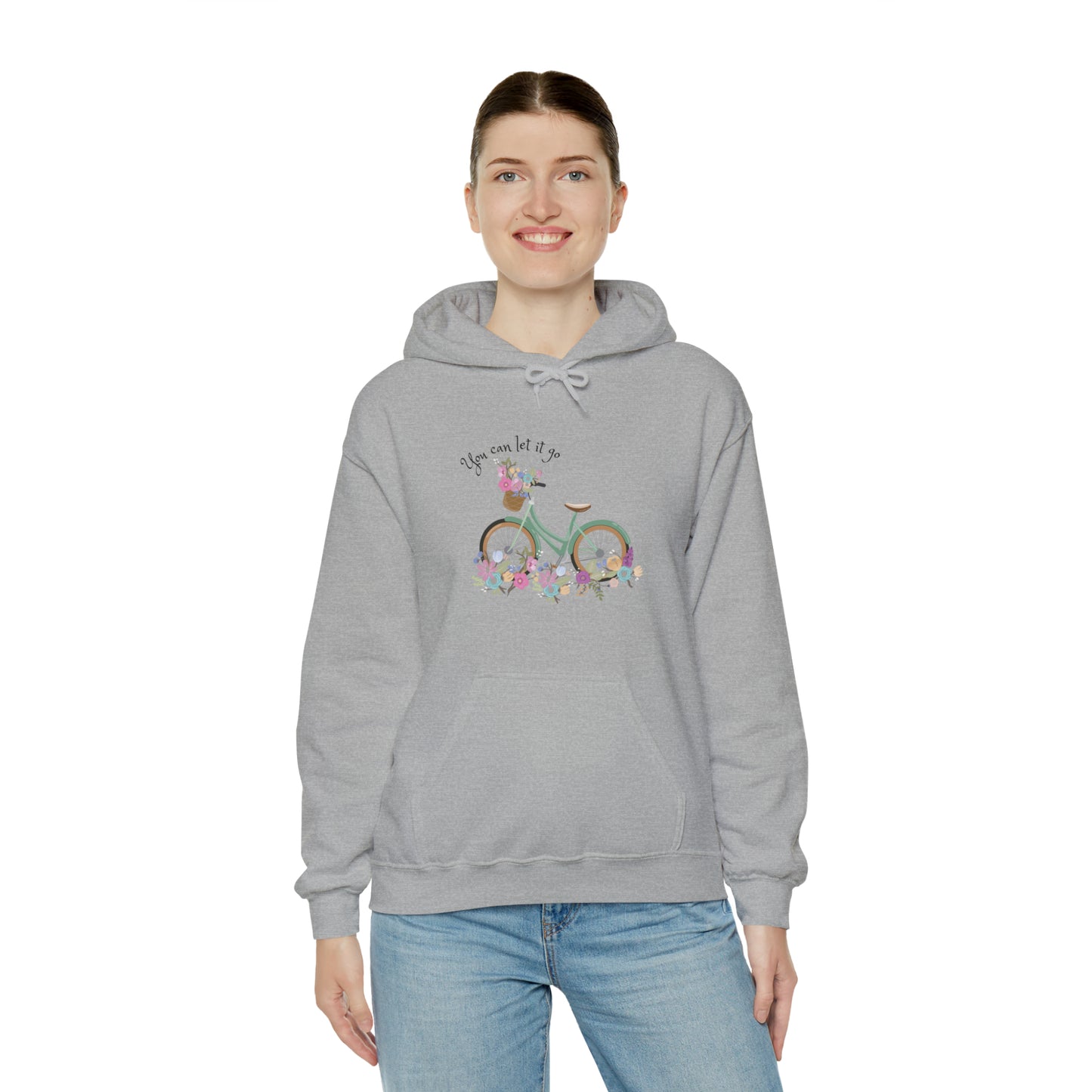 Beautiful and Colourful bicycle with flowers you can let it go  Heavy Blend™ Hooded Sweatshirt for women