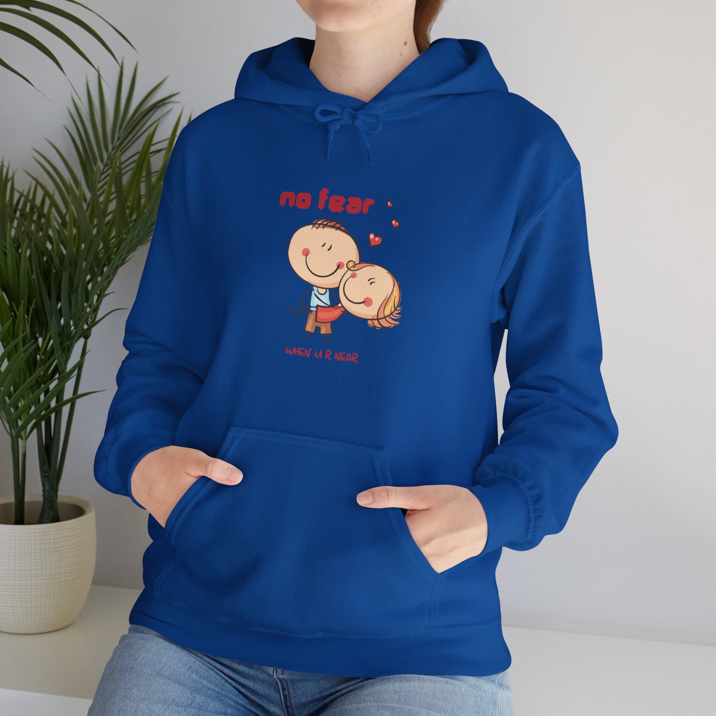 No fear when you are near cute valentine Heavy Hooded Sweatshirt for men and women