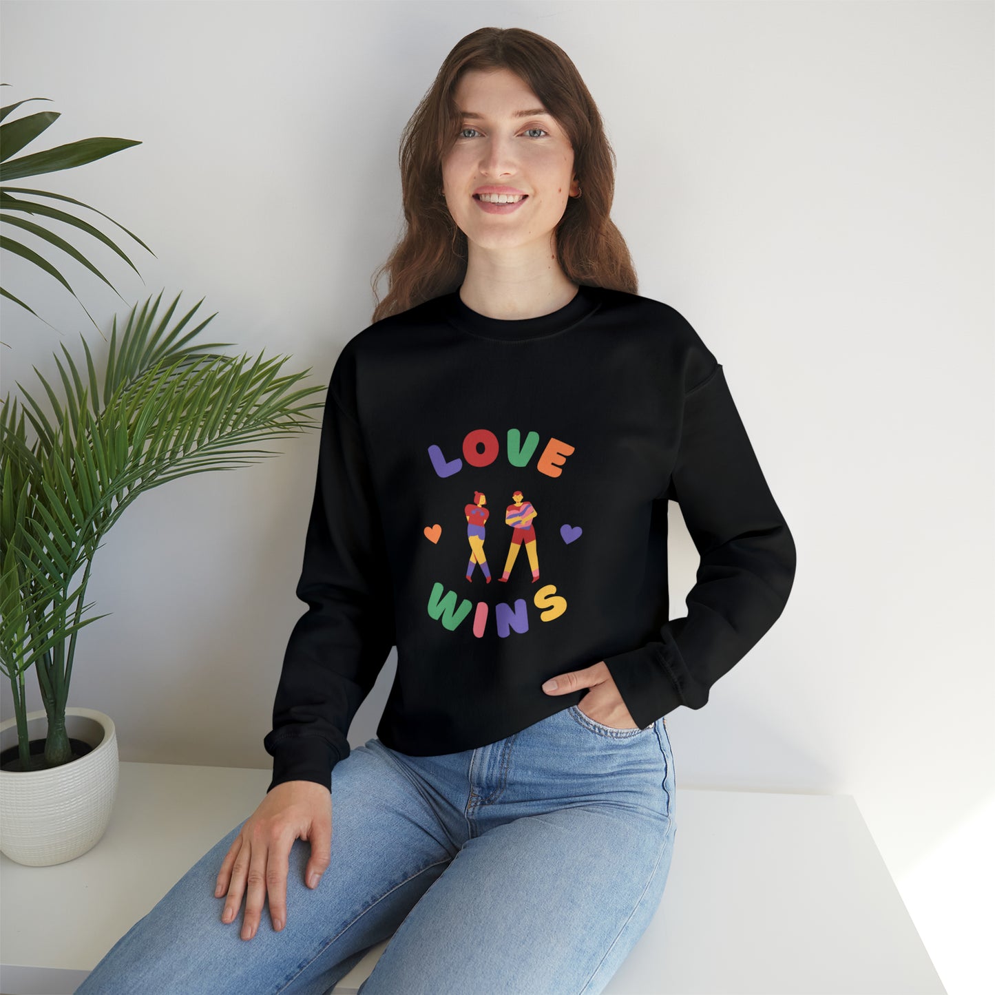 Beautiful LOVE WINS couple Heavy Blend™ Crewneck Sweatshirt for men and women