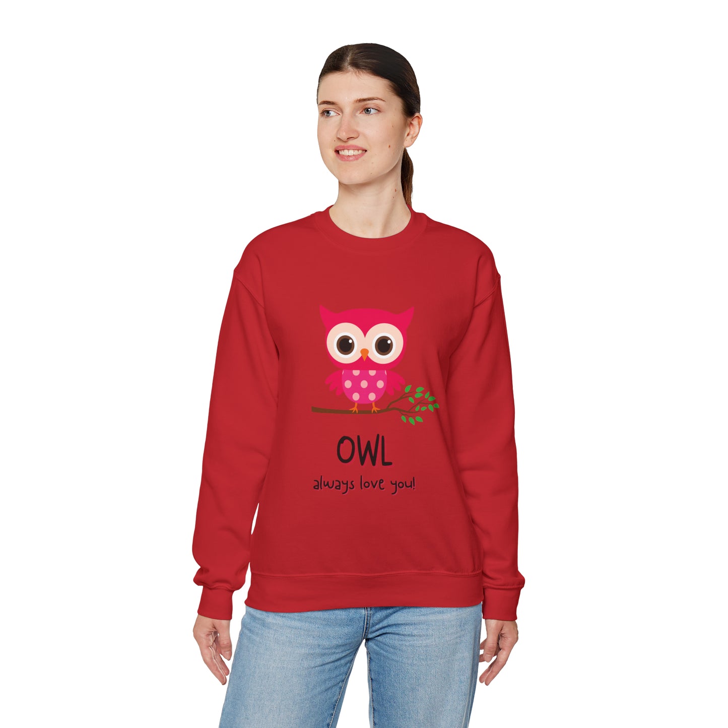 Cute owl always love you Heavy Blend™ Crewneck Sweatshirt for men and women