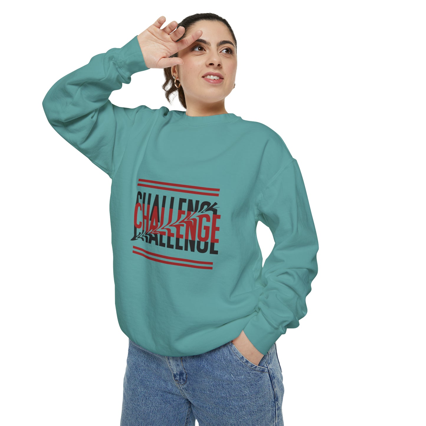 Beautiful Creative Challenge print men and women and  Garment-Dyed Sweatshirt