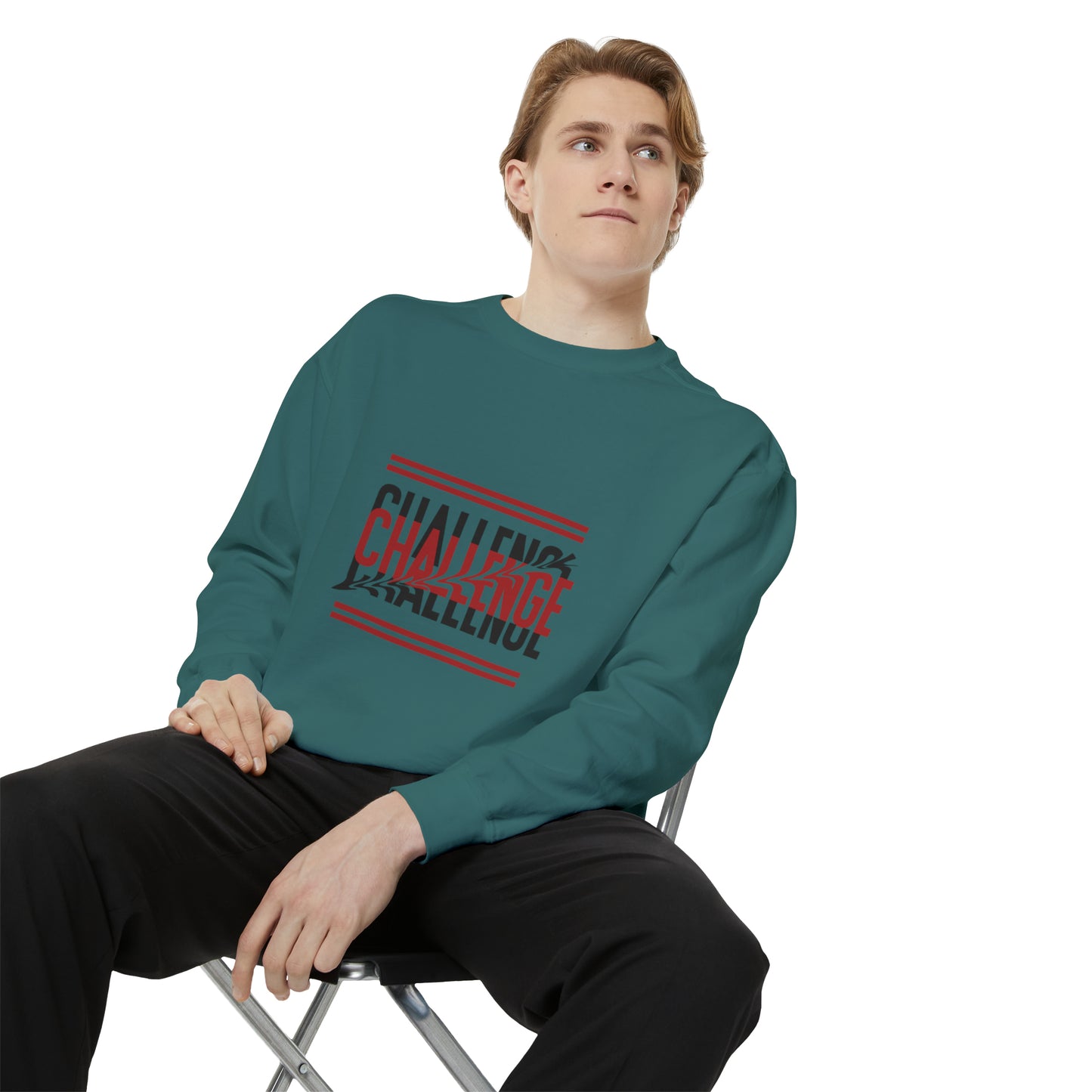 Beautiful Creative Challenge print men and women and  Garment-Dyed Sweatshirt