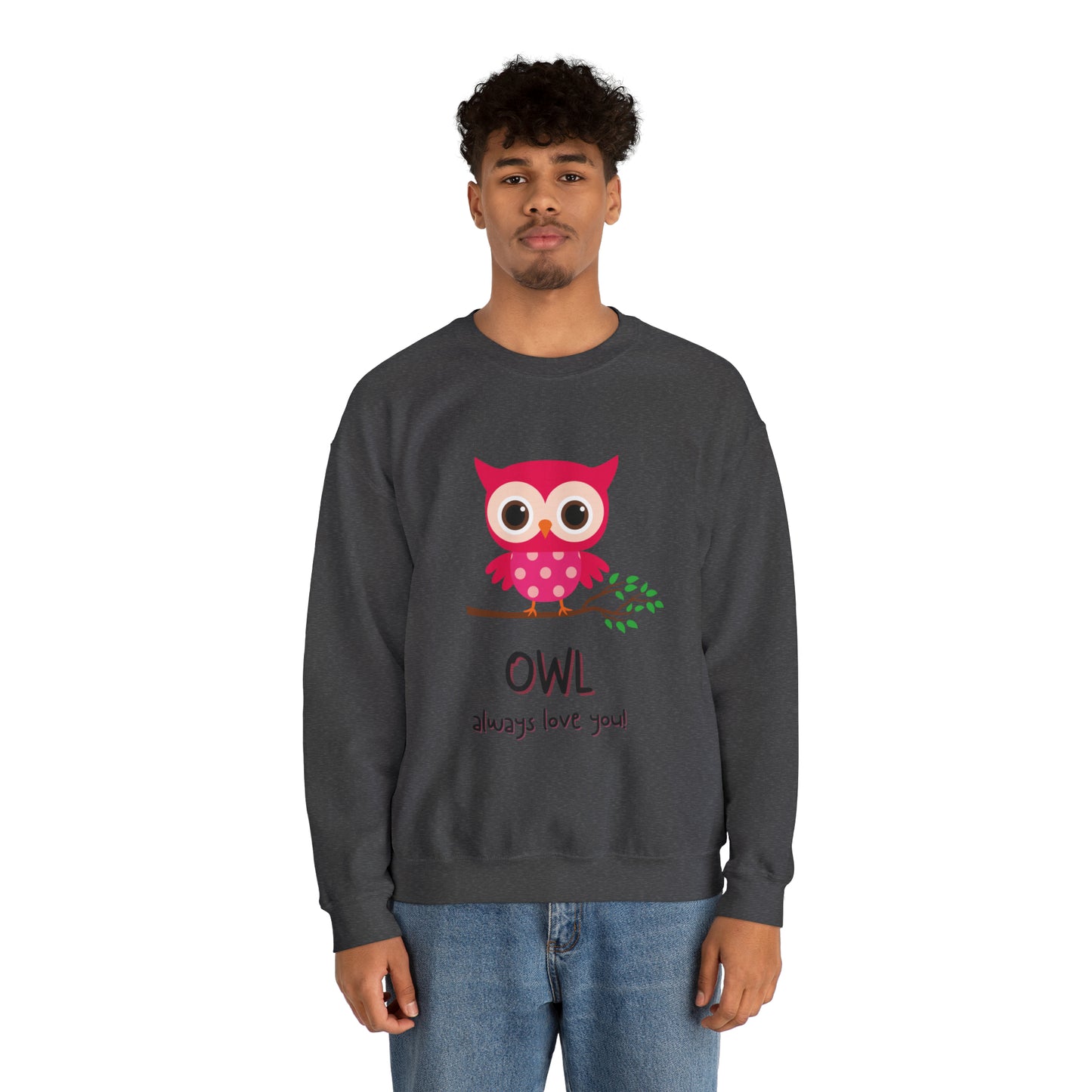 Cute owl always love you Heavy Blend™ Crewneck Sweatshirt for men and women