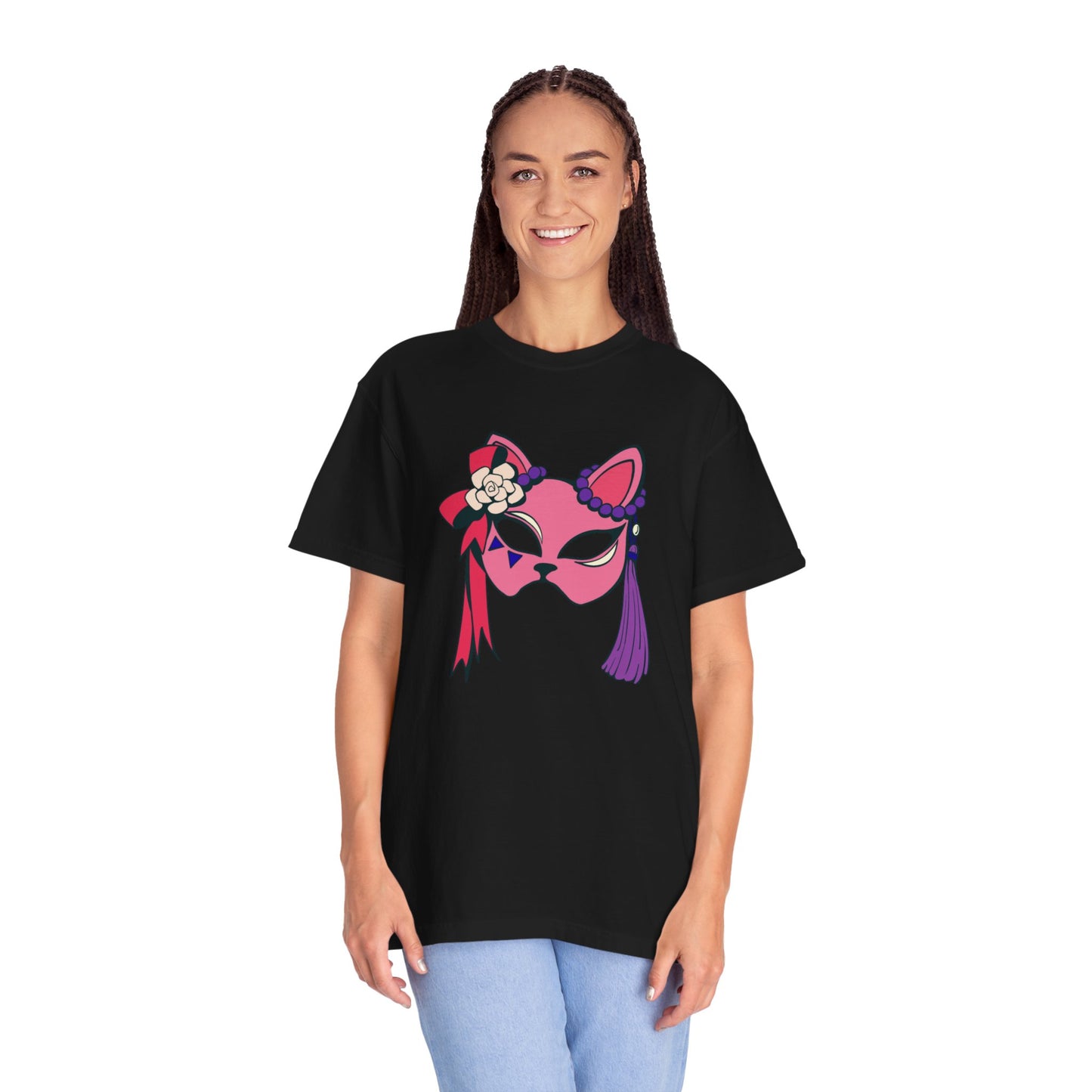 Beautiful cat mask artwork T-shirt for women