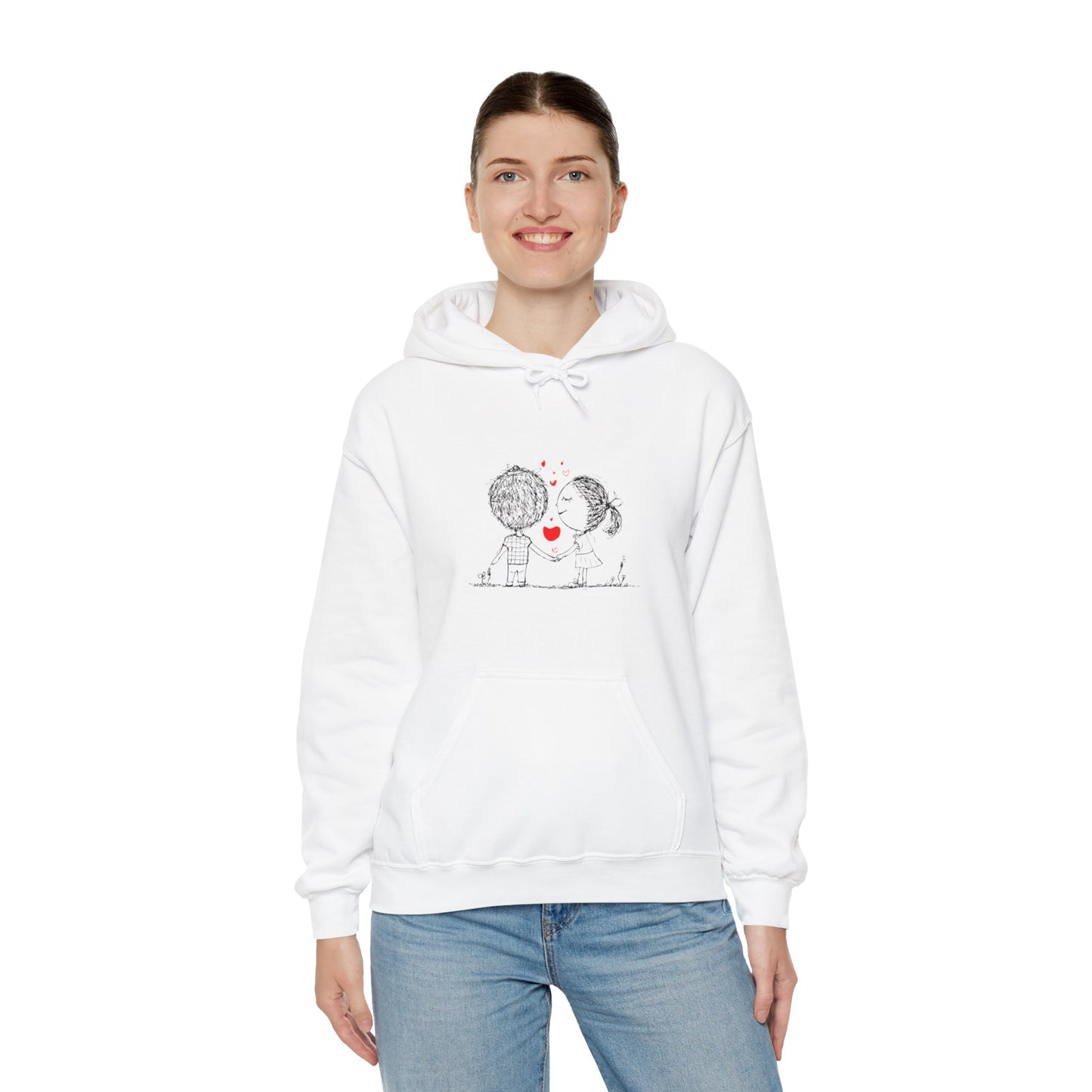 Love couple, Valentine's day cute Heavy Hooded Sweatshirt for men women