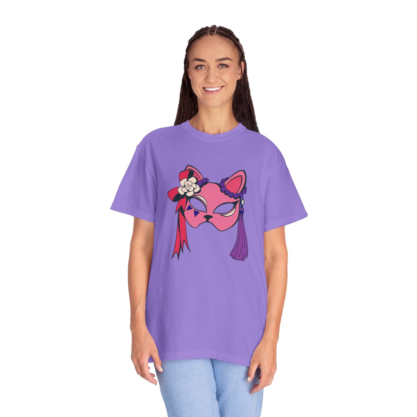 Beautiful cat mask artwork T-shirt for women