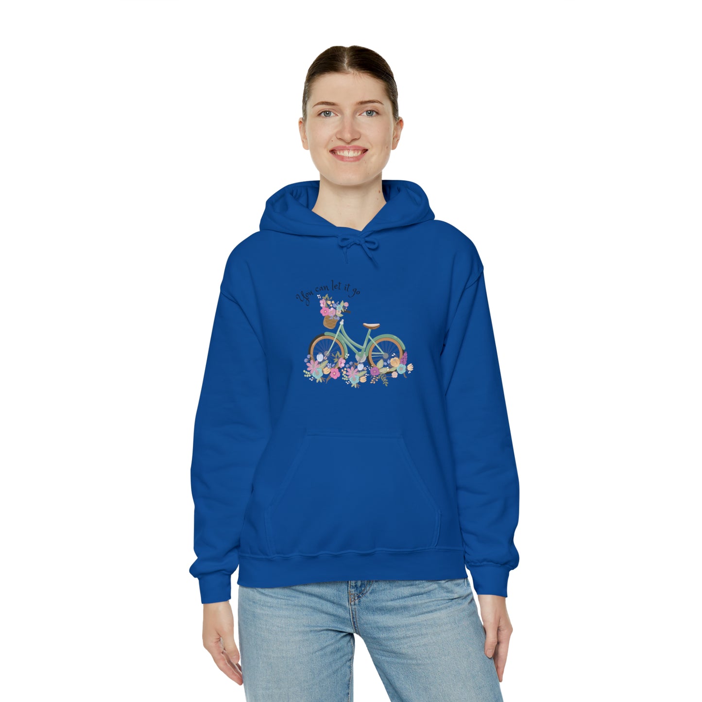 Beautiful and Colourful bicycle with flowers you can let it go  Heavy Blend™ Hooded Sweatshirt for women