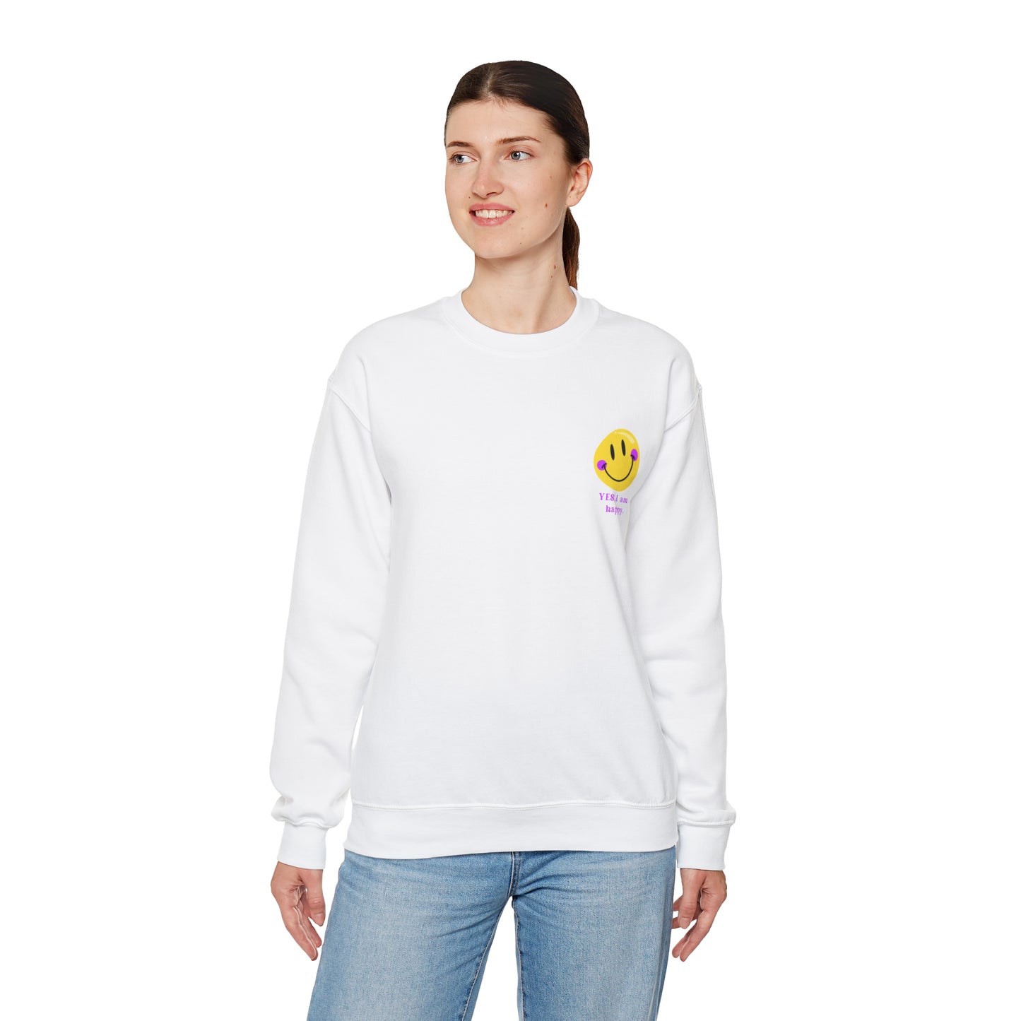 Yes, i am happy Heavy Blend™ Crewneck Sweatshirt for men and women