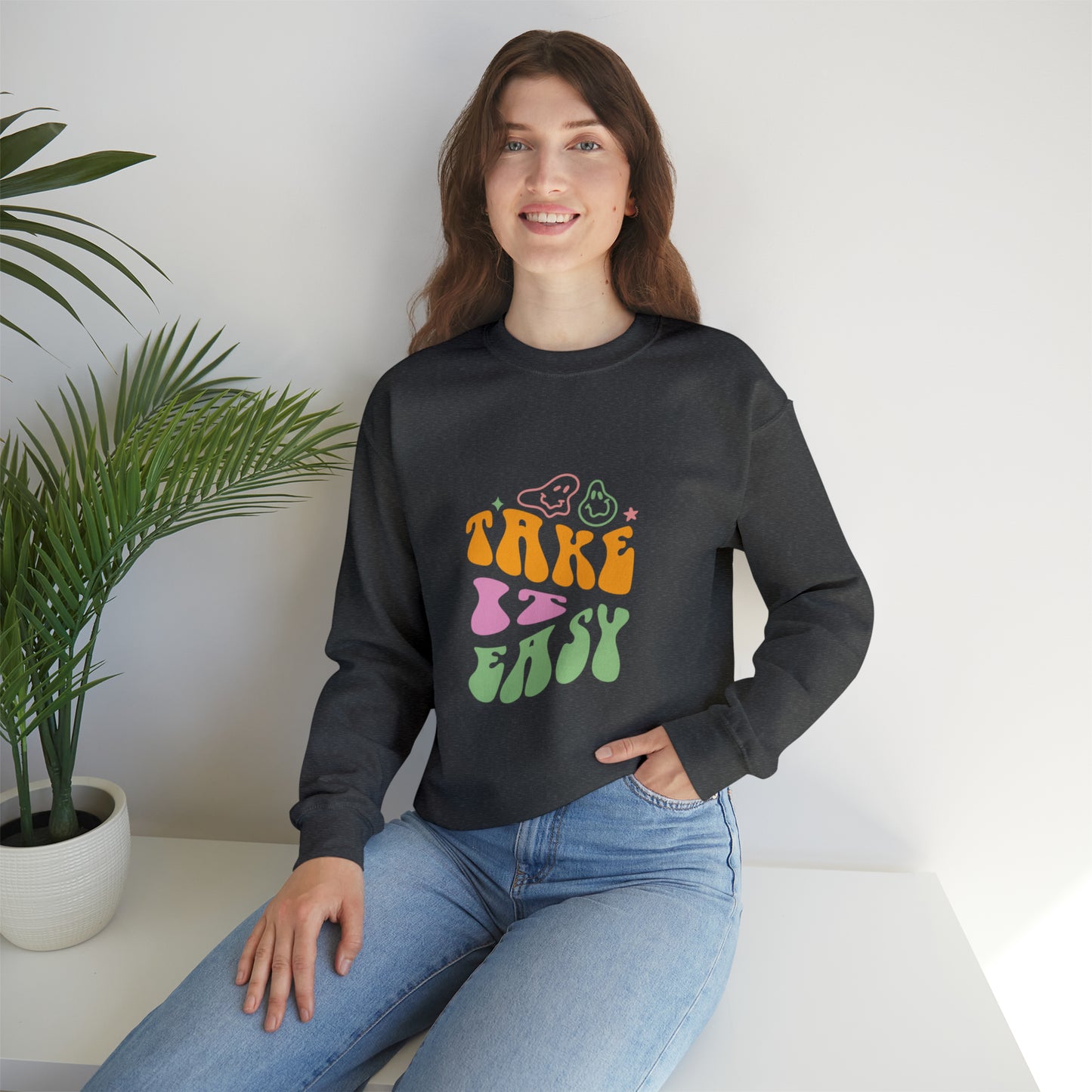 Take it easy colourful men and women Heavy Blend™ Crewneck Sweatshirt