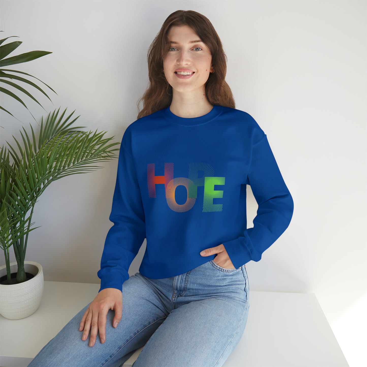 Beautiful and Colourful HOPE Heavy Blend™ Crewneck Sweatshirt for men and women