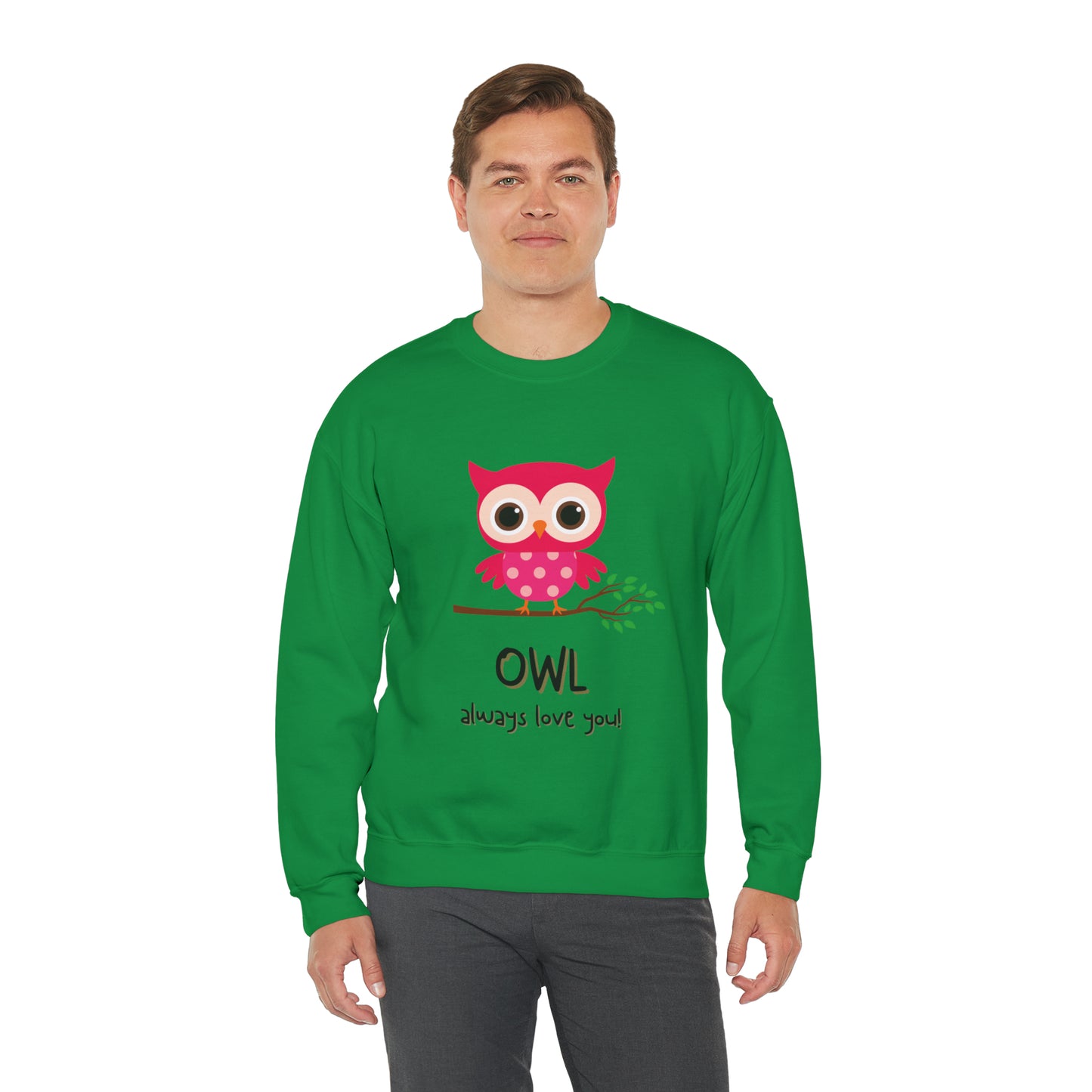 Cute owl always love you Heavy Blend™ Crewneck Sweatshirt for men and women