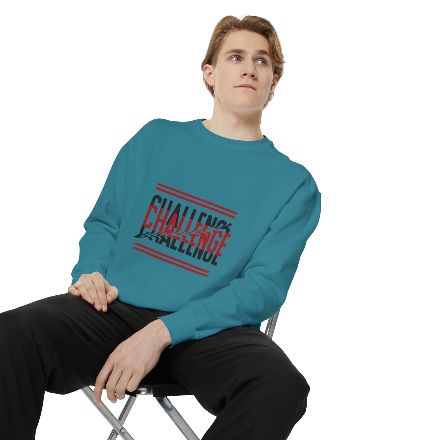 Beautiful Creative Challenge print men and women and  Garment-Dyed Sweatshirt