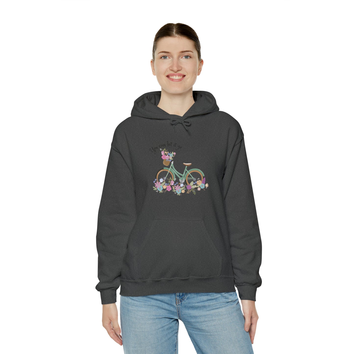 Beautiful and Colourful bicycle with flowers you can let it go  Heavy Blend™ Hooded Sweatshirt for women