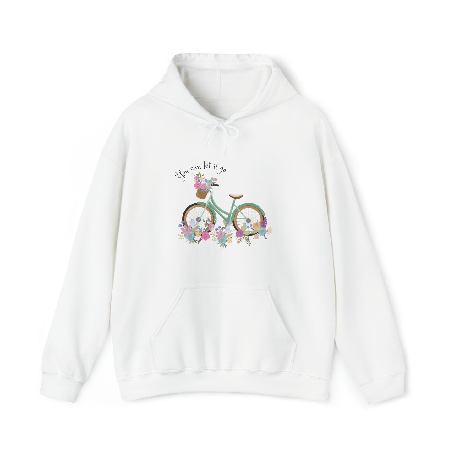 Beautiful and Colourful bicycle with flowers you can let it go  Heavy Blend™ Hooded Sweatshirt for women