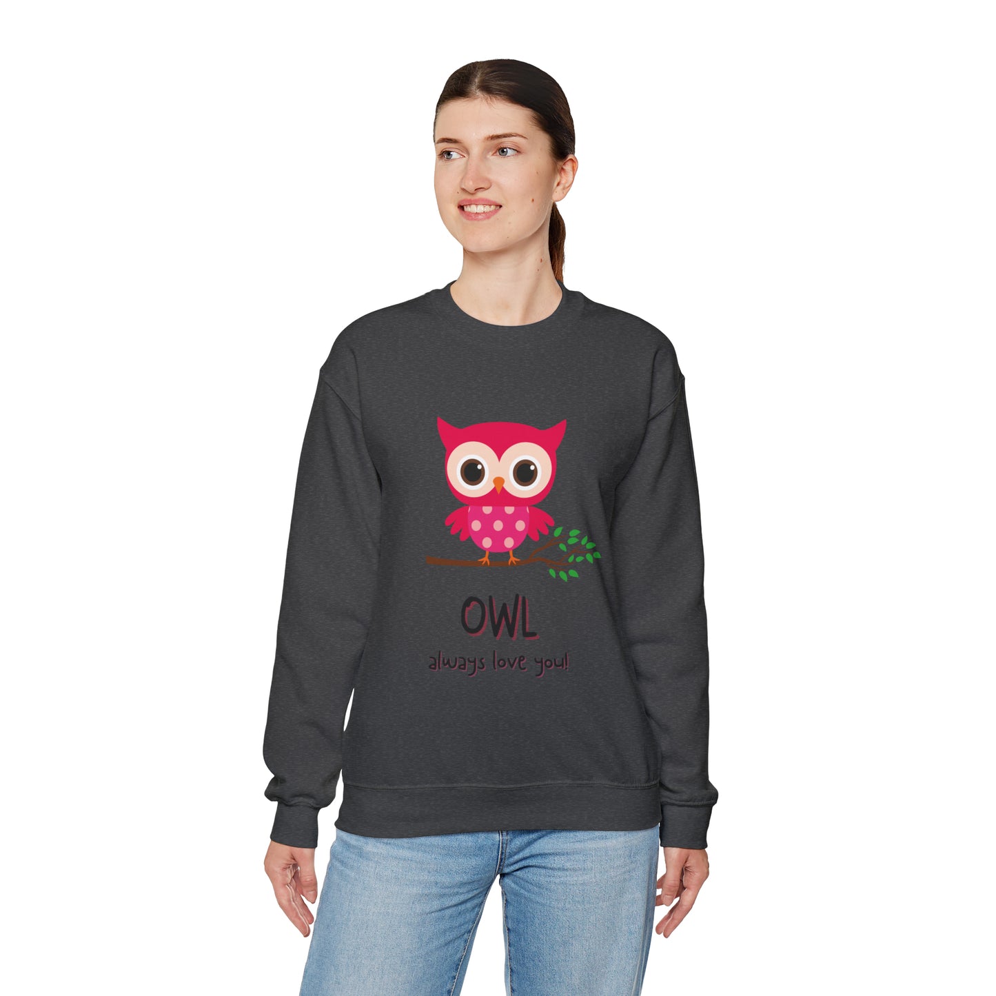 Cute owl always love you Heavy Blend™ Crewneck Sweatshirt for men and women