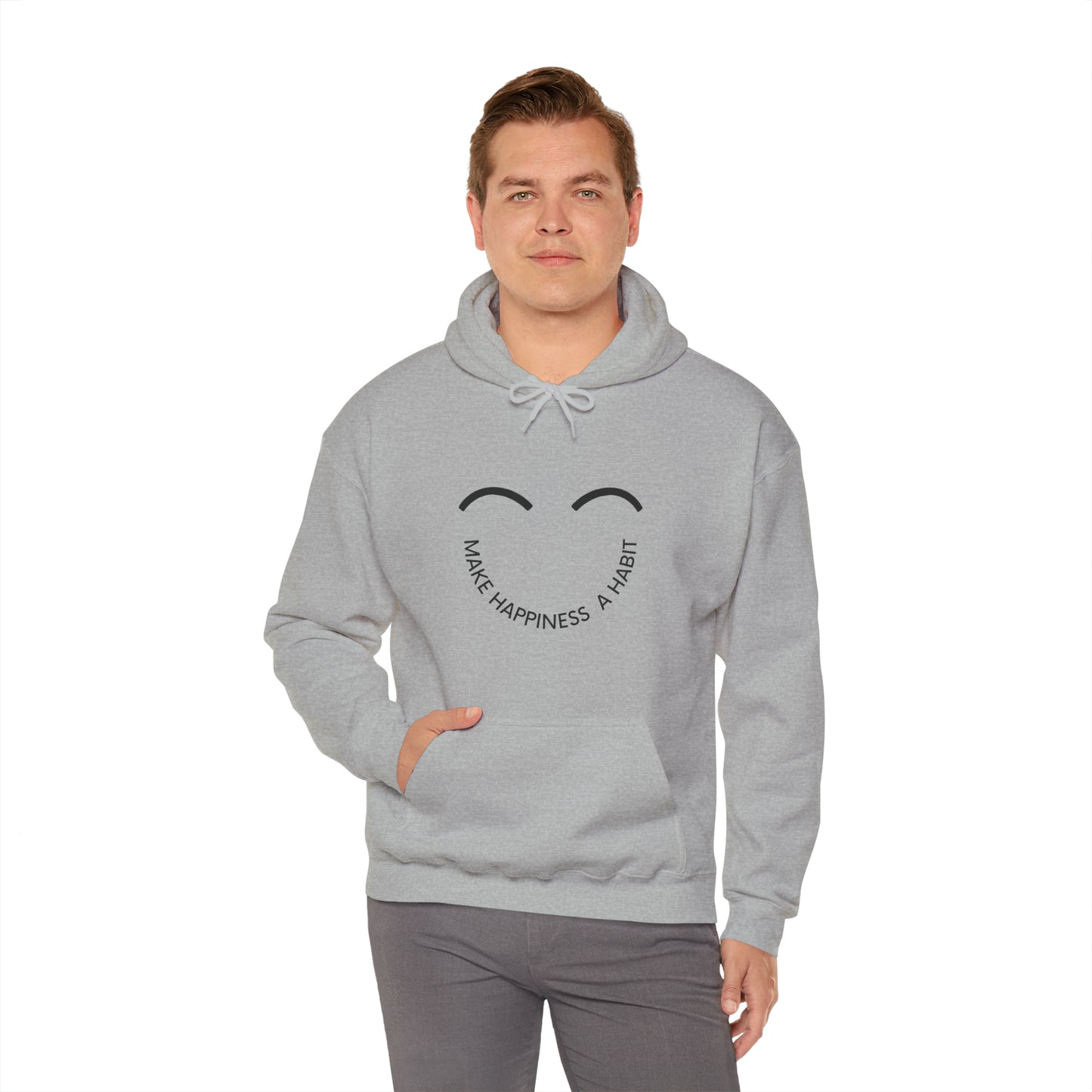 Make happiness a habit Heavy Blend™ Hooded Sweatshirt for men and women