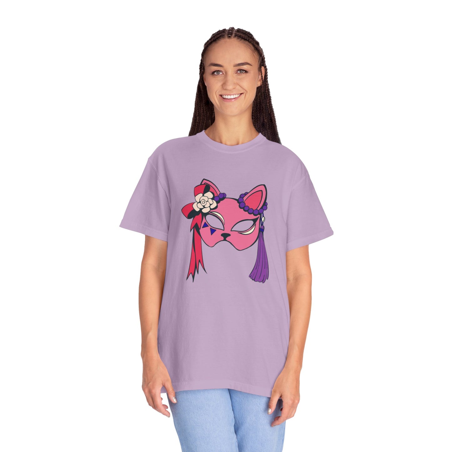 Beautiful cat mask artwork T-shirt for women