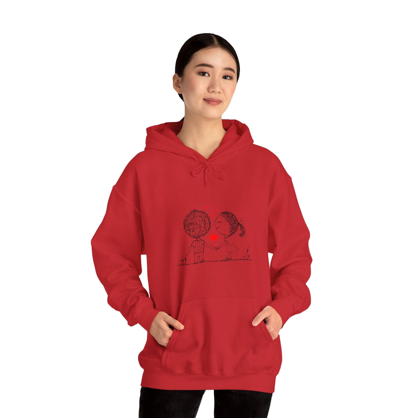 Love couple, Valentine's day cute Heavy Hooded Sweatshirt for men women