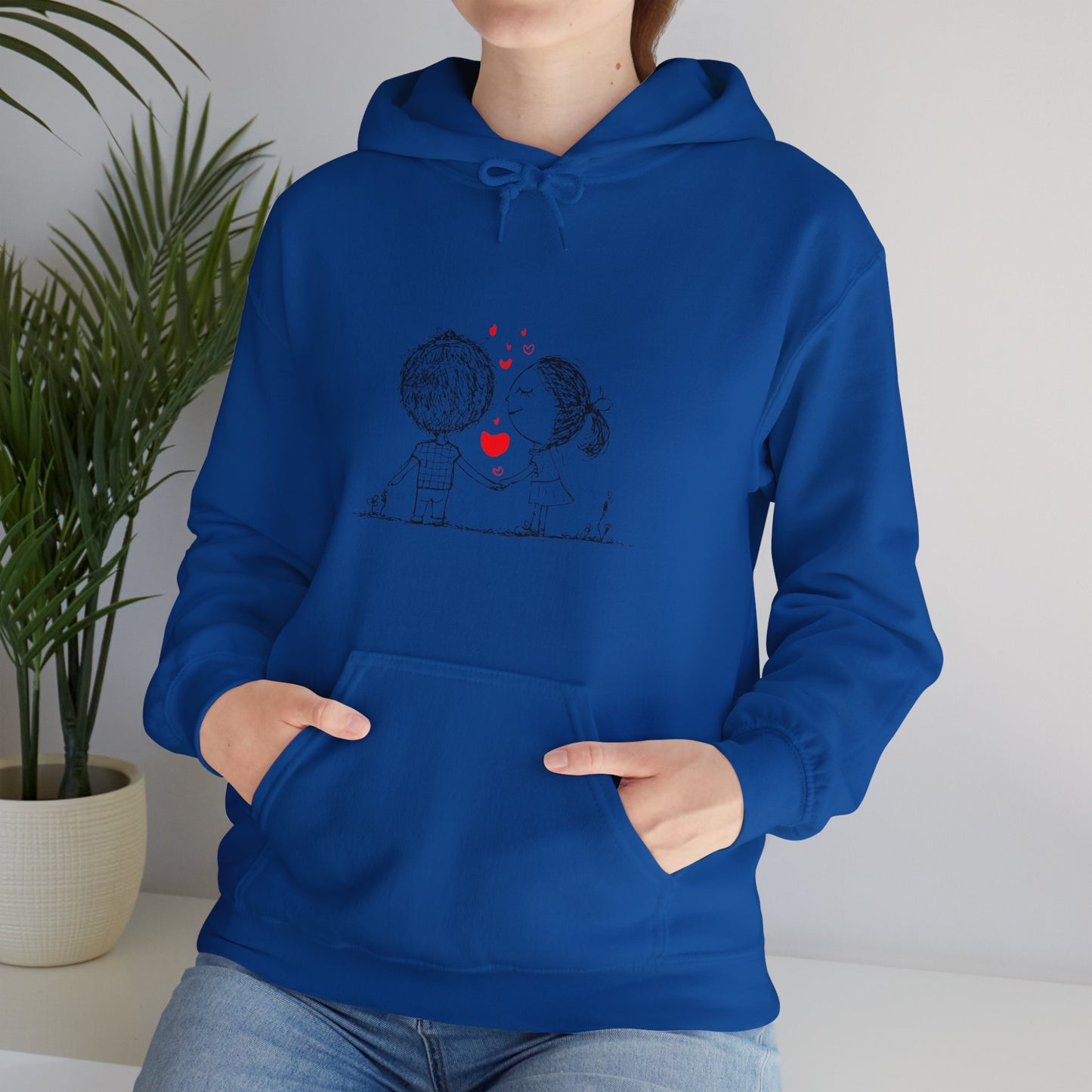 Love couple, Valentine's day cute Heavy Hooded Sweatshirt for men women