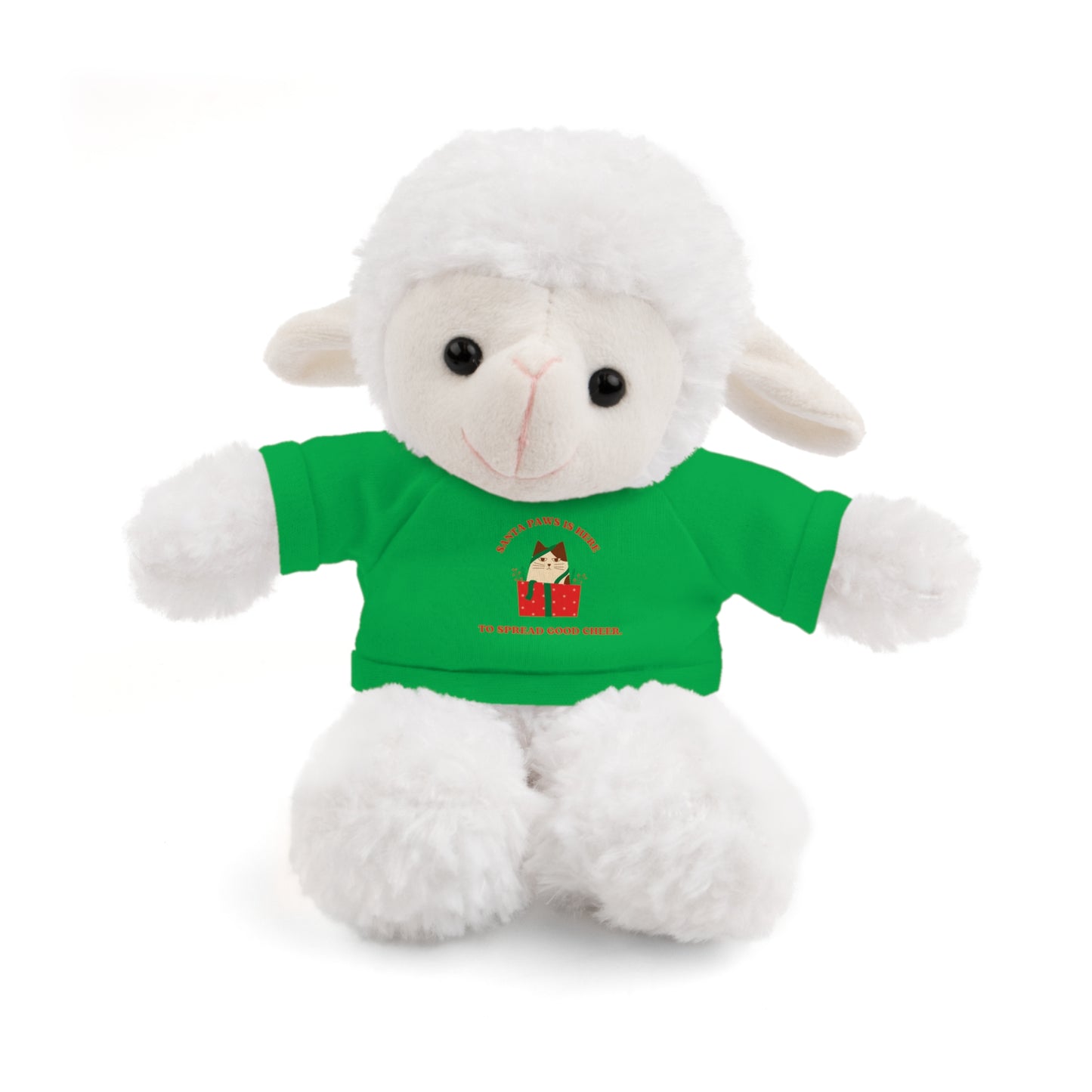 Cute sheep SANTA PAW IS HERE to spread good cheer soft toy