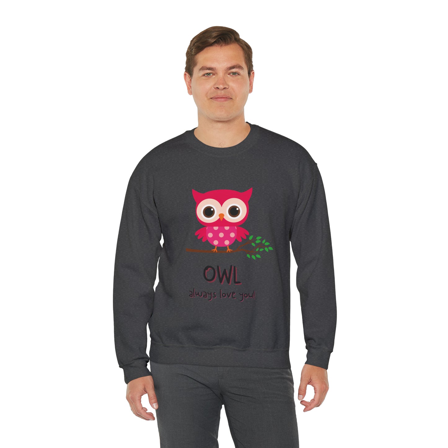 Cute owl always love you Heavy Blend™ Crewneck Sweatshirt for men and women