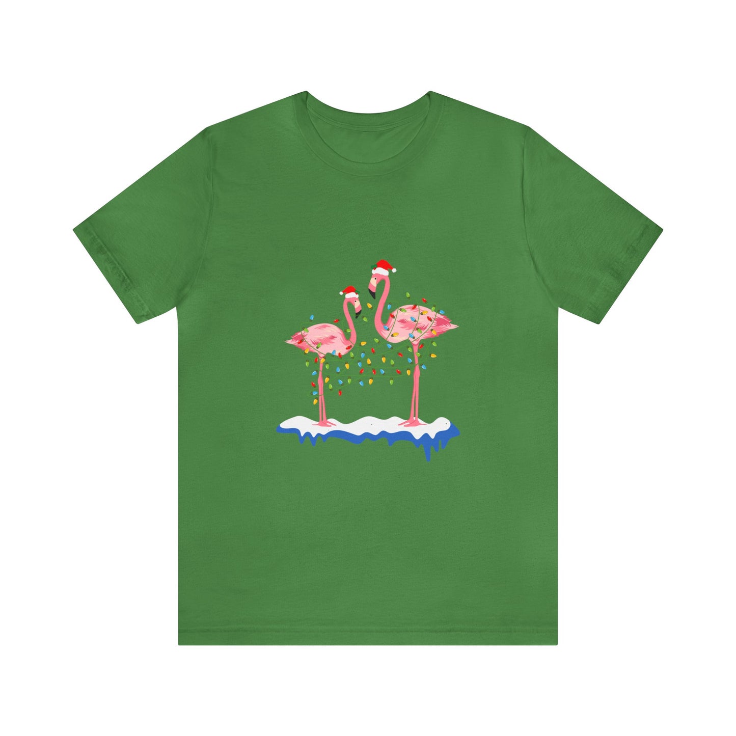 Beautiful flamingo MERRY CHRISTMAS Jersey Short Sleeve Tee for men and women