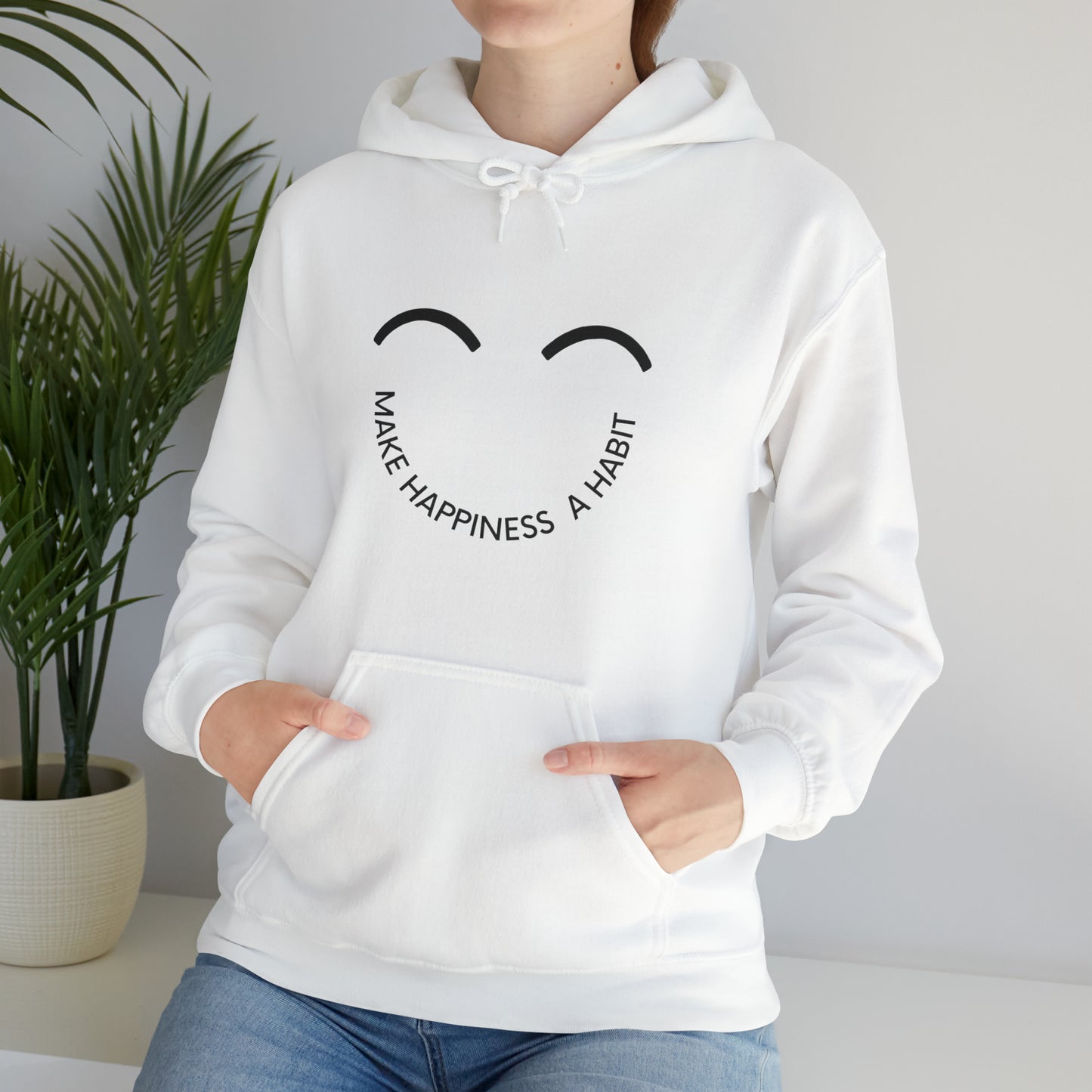 Make happiness a habit Heavy Blend™ Hooded Sweatshirt for men and women