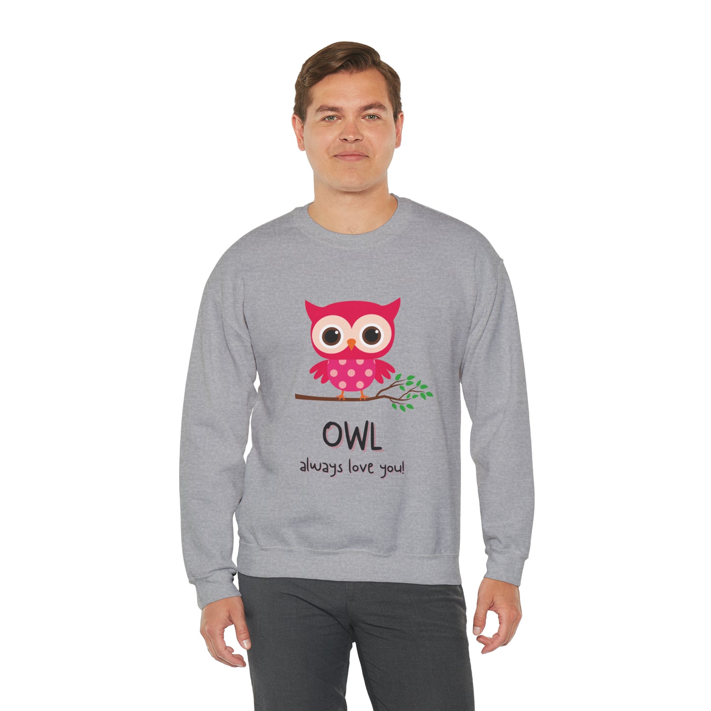 Cute owl always love you Heavy Blend™ Crewneck Sweatshirt for men and women