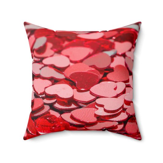 Cute and beautiful red heart Square Pillow