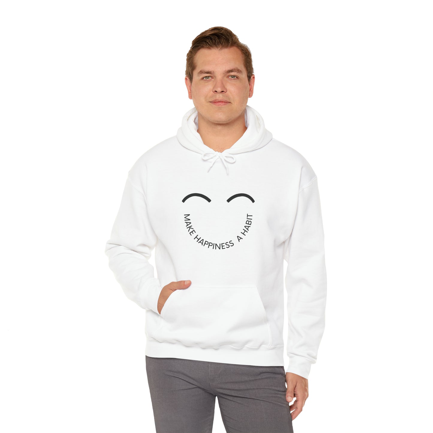 Make happiness a habit Heavy Blend™ Hooded Sweatshirt for men and women