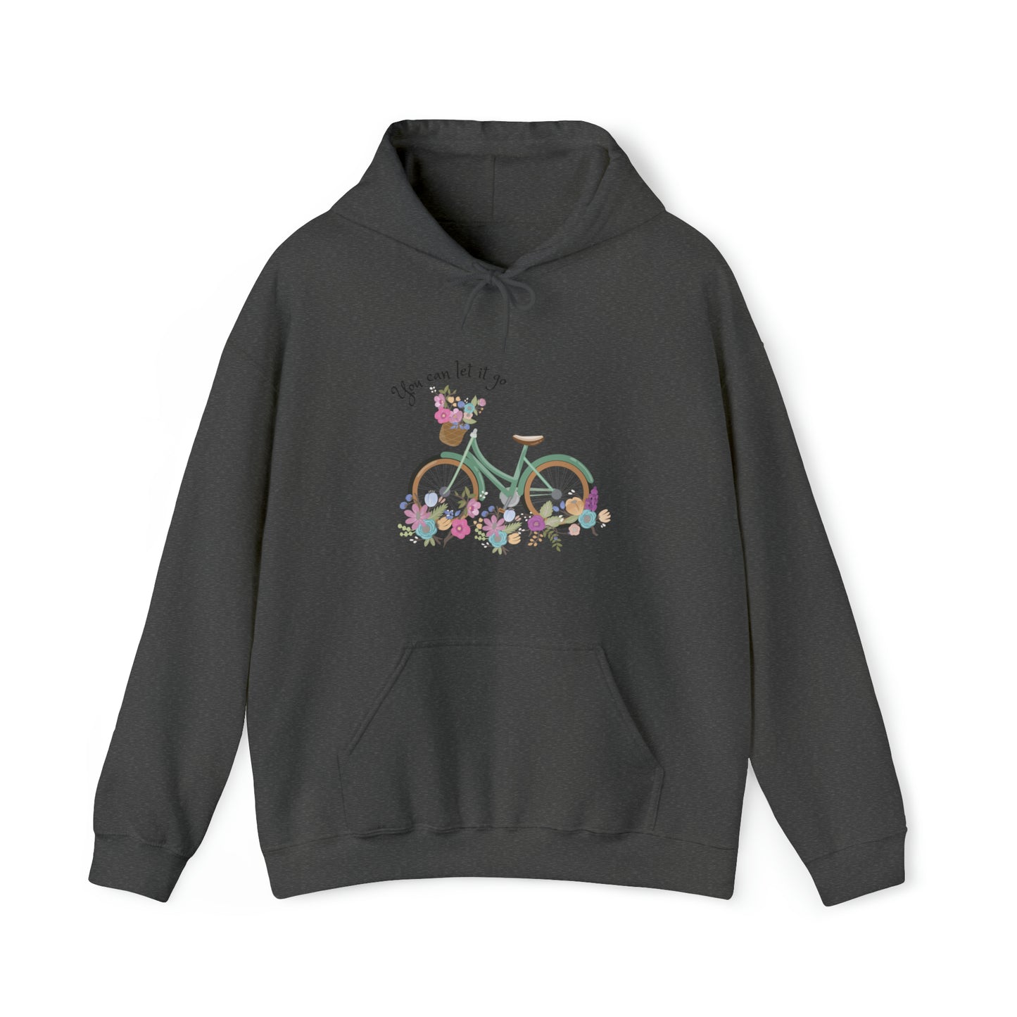 Beautiful and Colourful bicycle with flowers you can let it go  Heavy Blend™ Hooded Sweatshirt for women