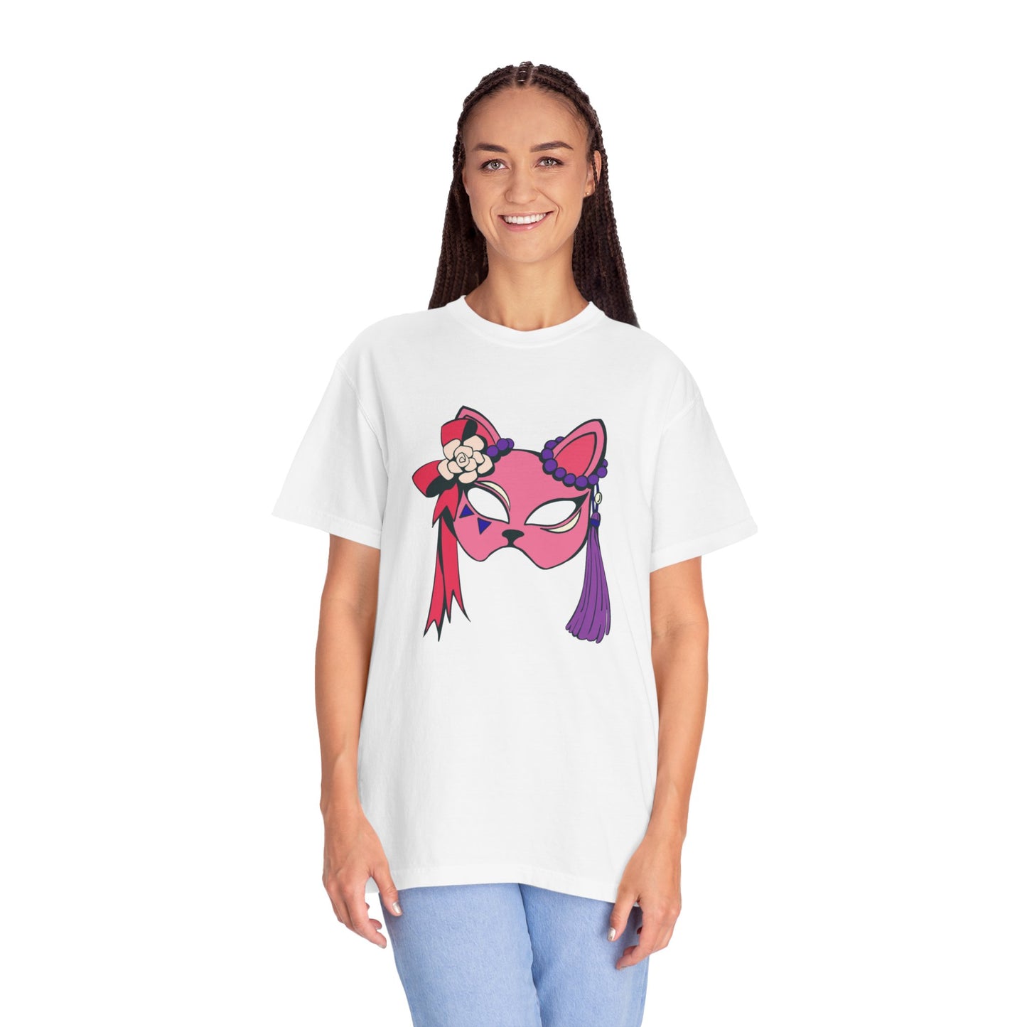 Beautiful cat mask artwork T-shirt for women